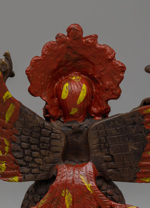 Hand-Carved Brass Garuda Statue with Antique Finish | Oxidized Antique Finish Deity