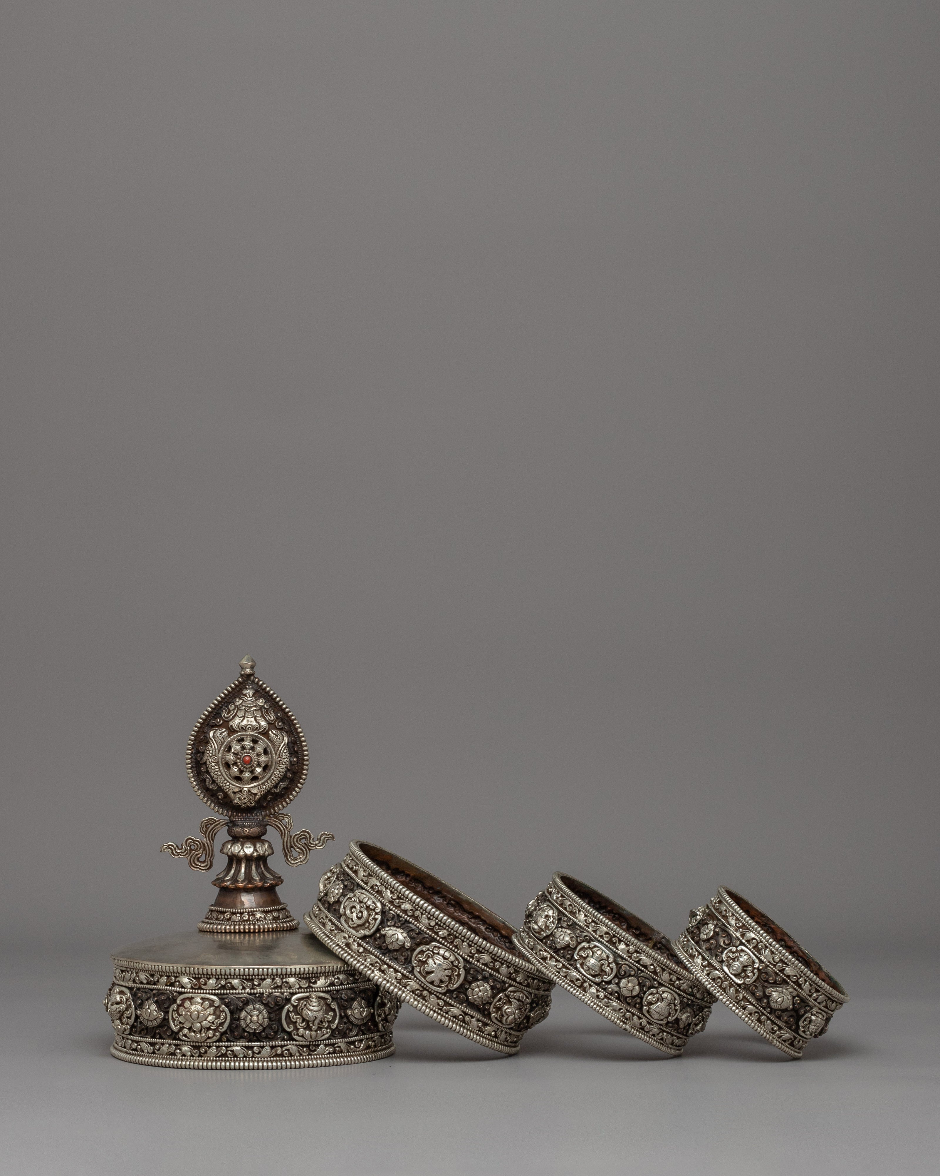 Silver Plated Mandala Offering Set | Perfect Buddhist Ritual Item