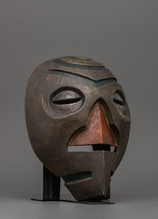 Traditionally Carved Wooden Tribal Mask | Cultural Artifact