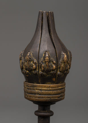 Sacred Tibetan Lotus Lamp for Altar and Ritual Use | Antique Brass Decor