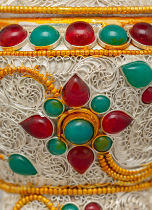 Copper Rice Pot with Filigree | Tibetan Offering Bowl