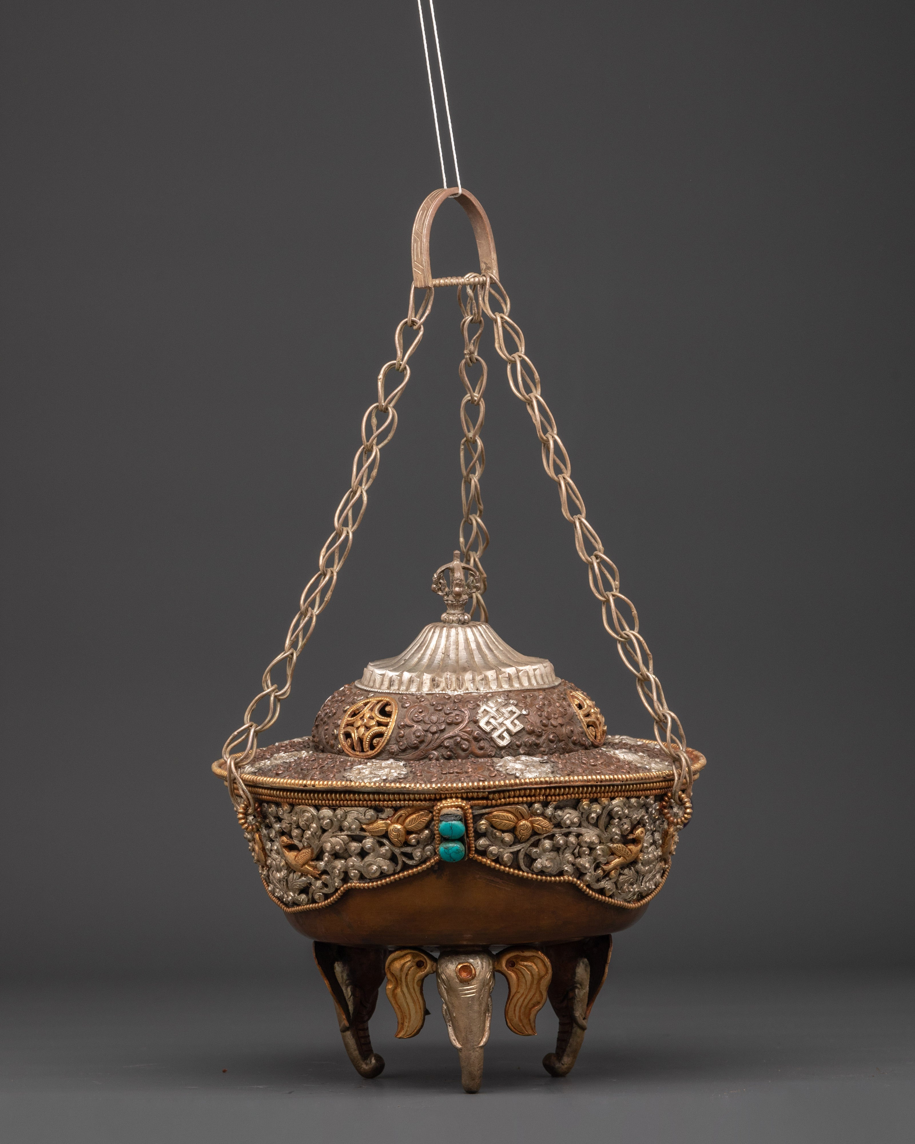 Handcrafted Hanging Tibetan Incense Burner | Sacred Ritual Censer