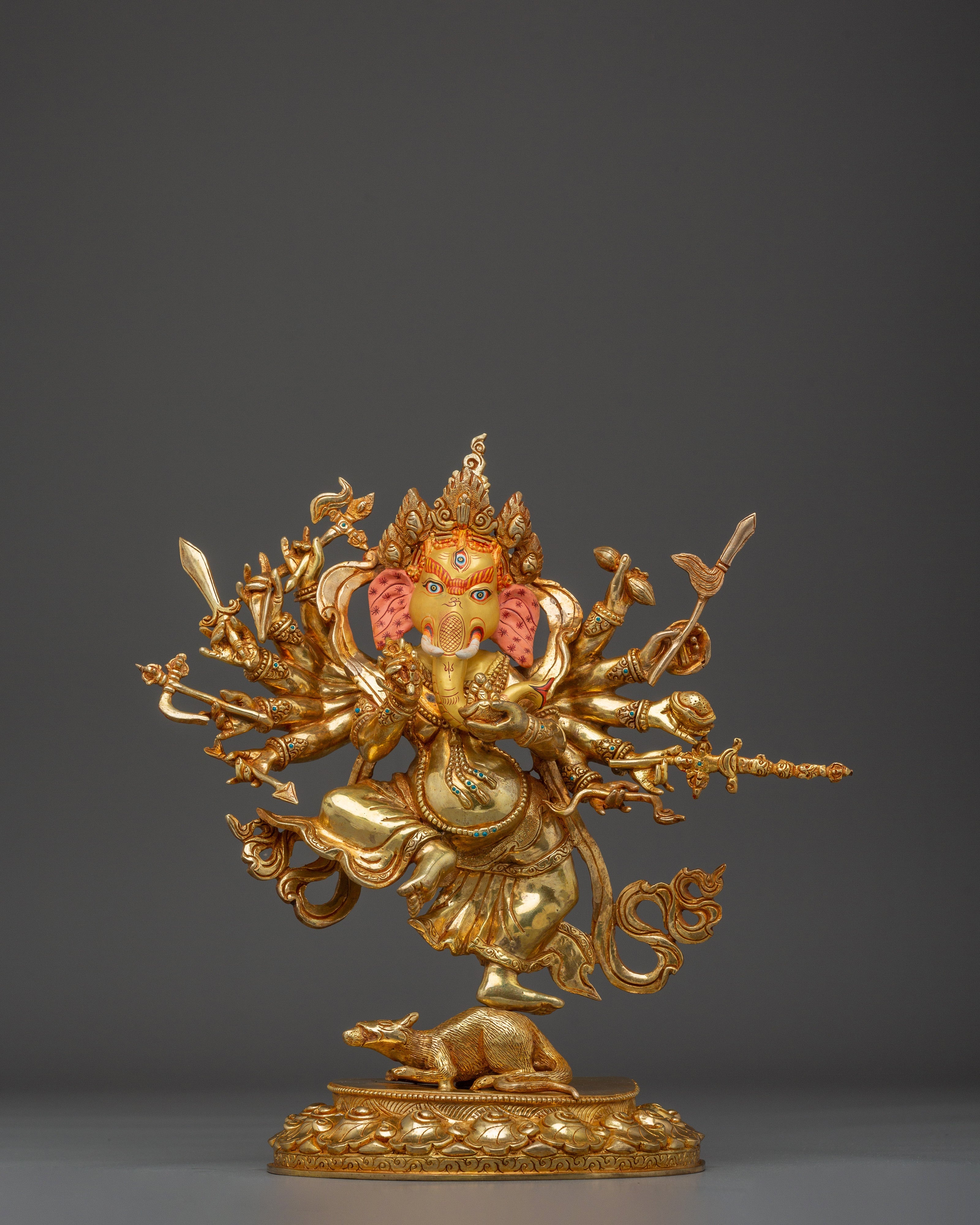 Ganesh Gold Gilded and Copper Statue | Symbol of Prosperity, Wisdom, and Protection