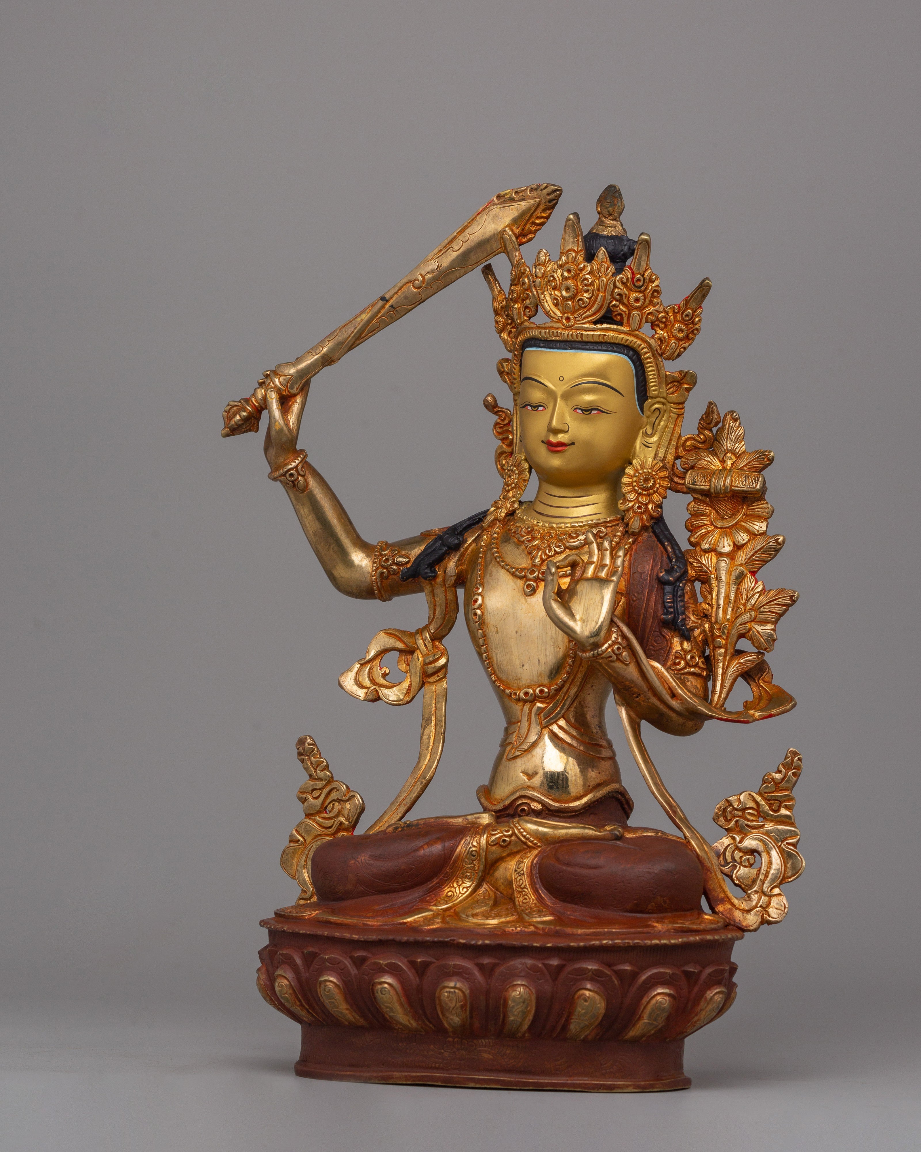 Manjushri Wisdom Deity Statue | Enlightenment Decor, Spiritual Home Altar