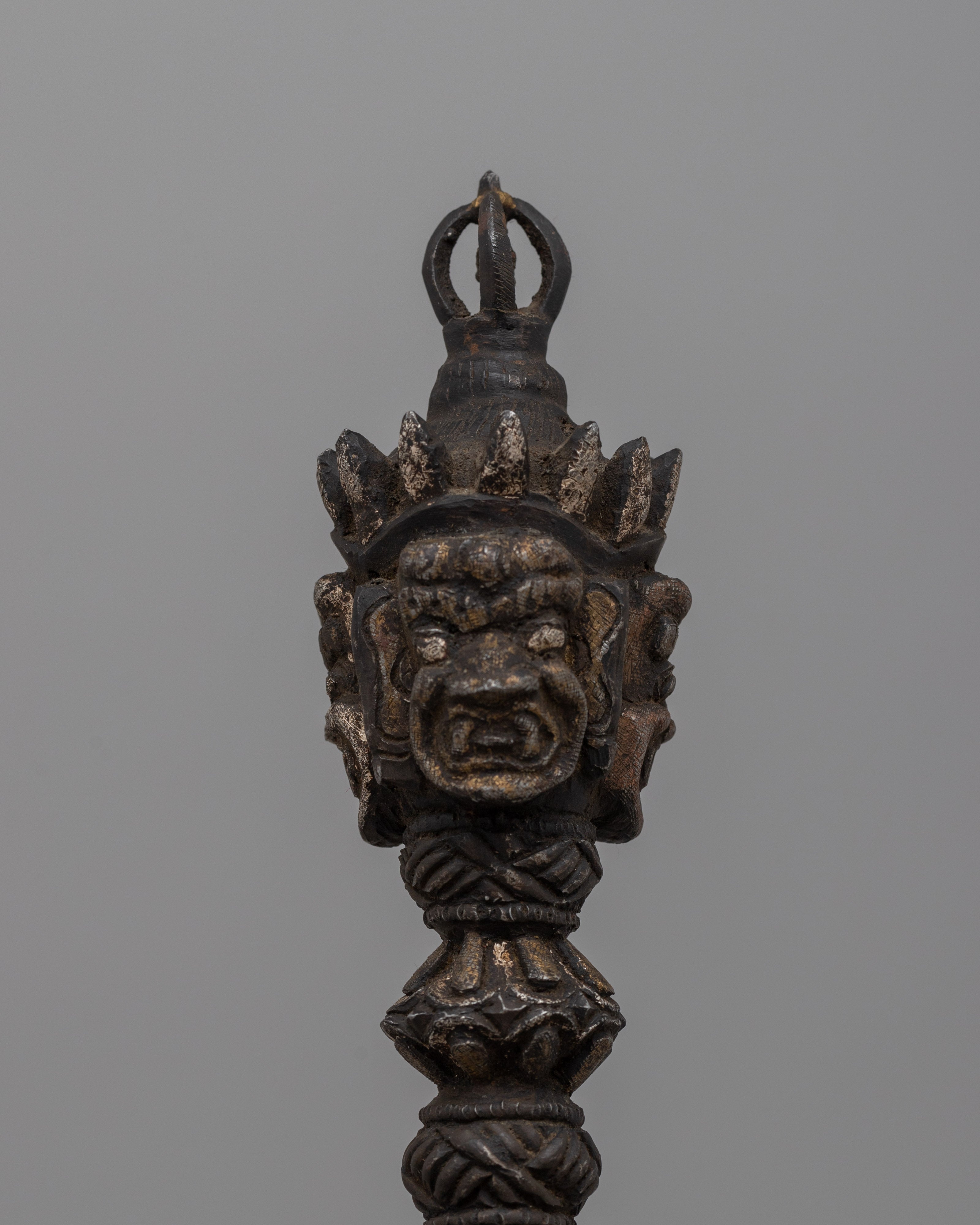 Handcrafted Iron Phurba with Silver Inlay | Vajrayana Buddhist Ceremonial Tool