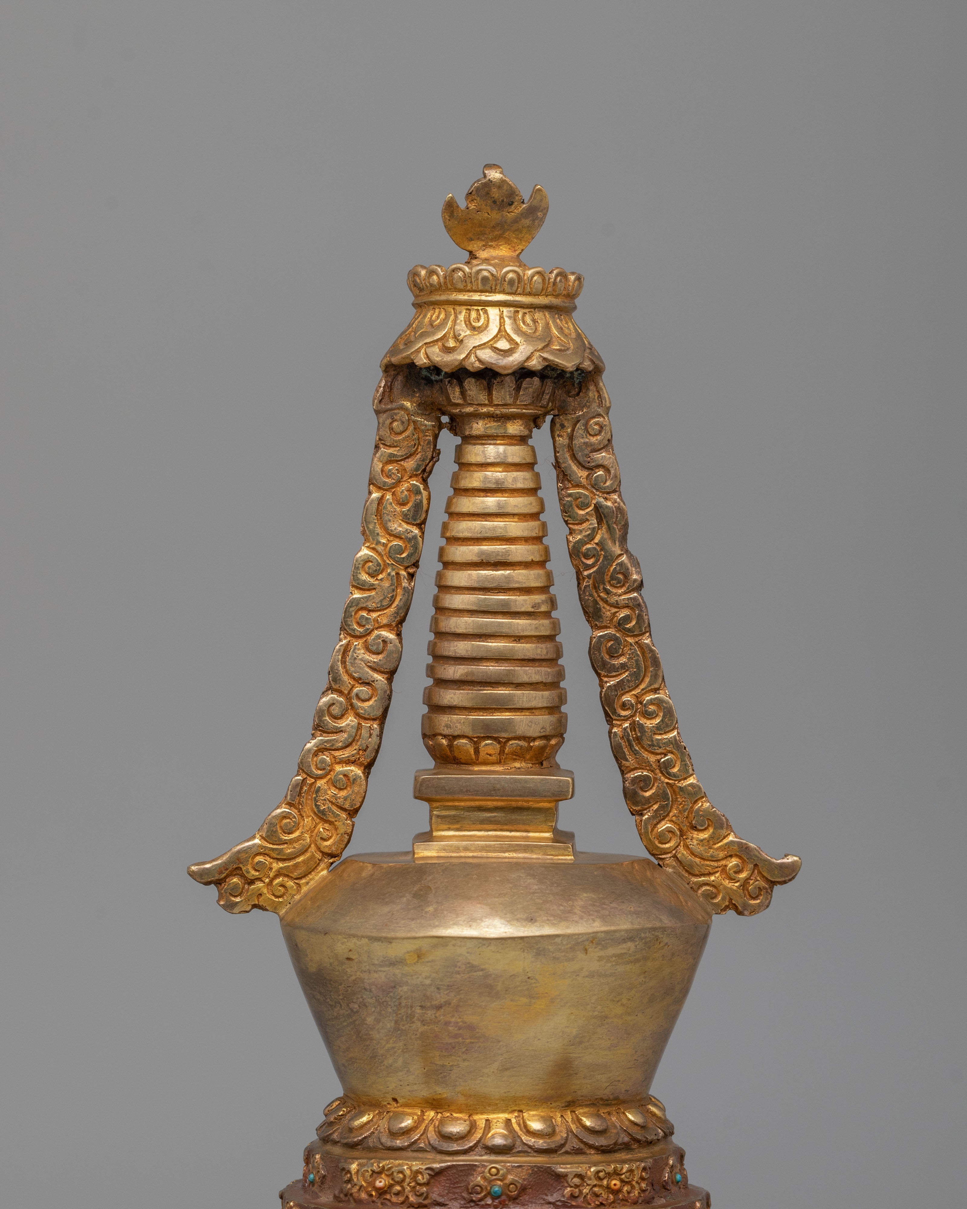 Traditional Altar Lotus Blossom Stupa | Tibetan Buddhist Decor
