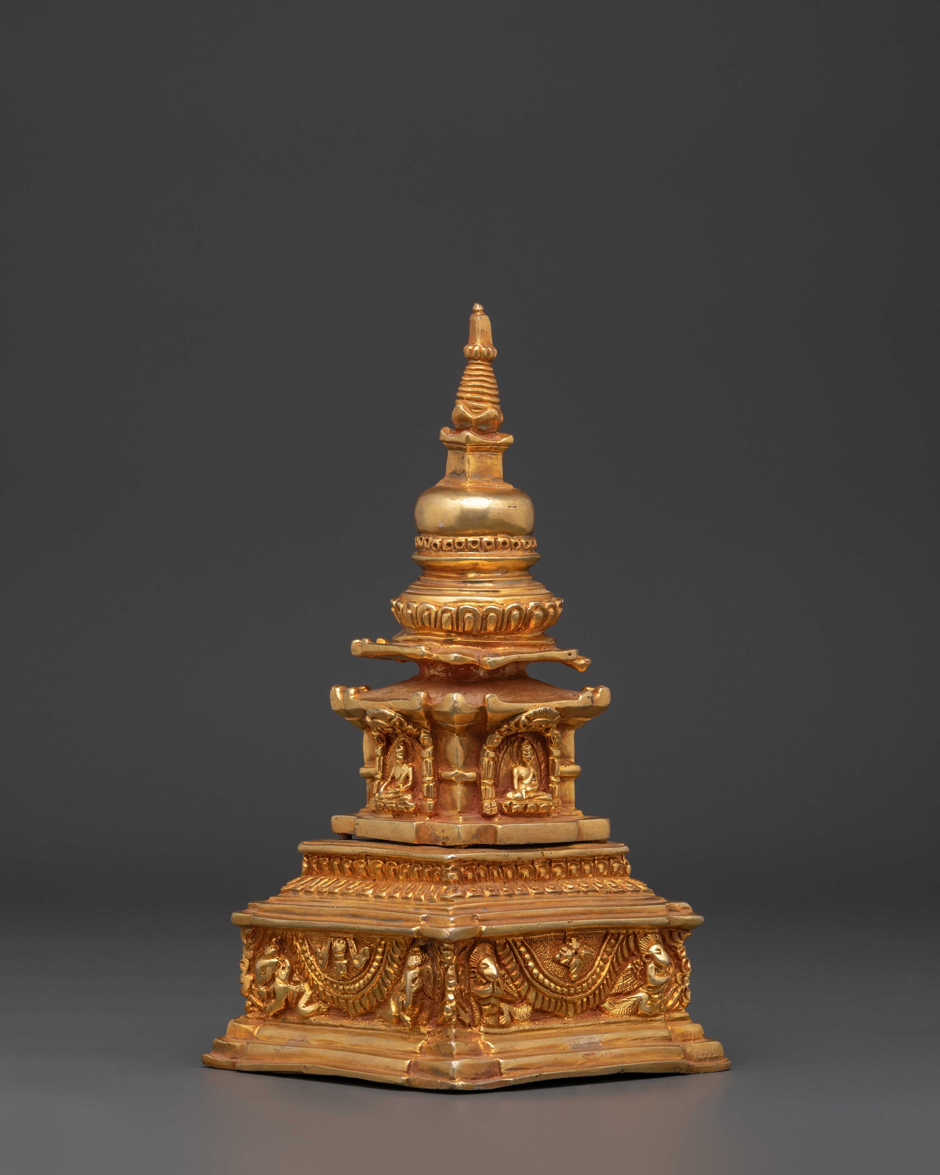 Copper Stupa with Gold Plating | Spiritual Decor