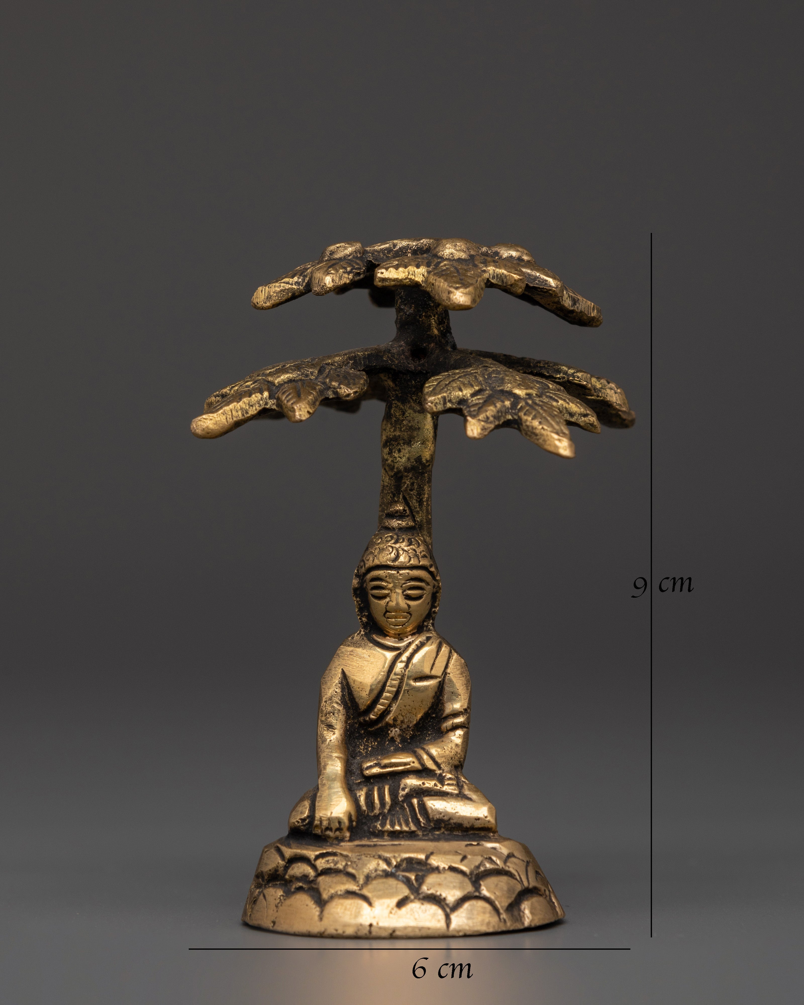Shakyamuni Buddha Tree Sculpture | Brass Buddhist Meditation Statue