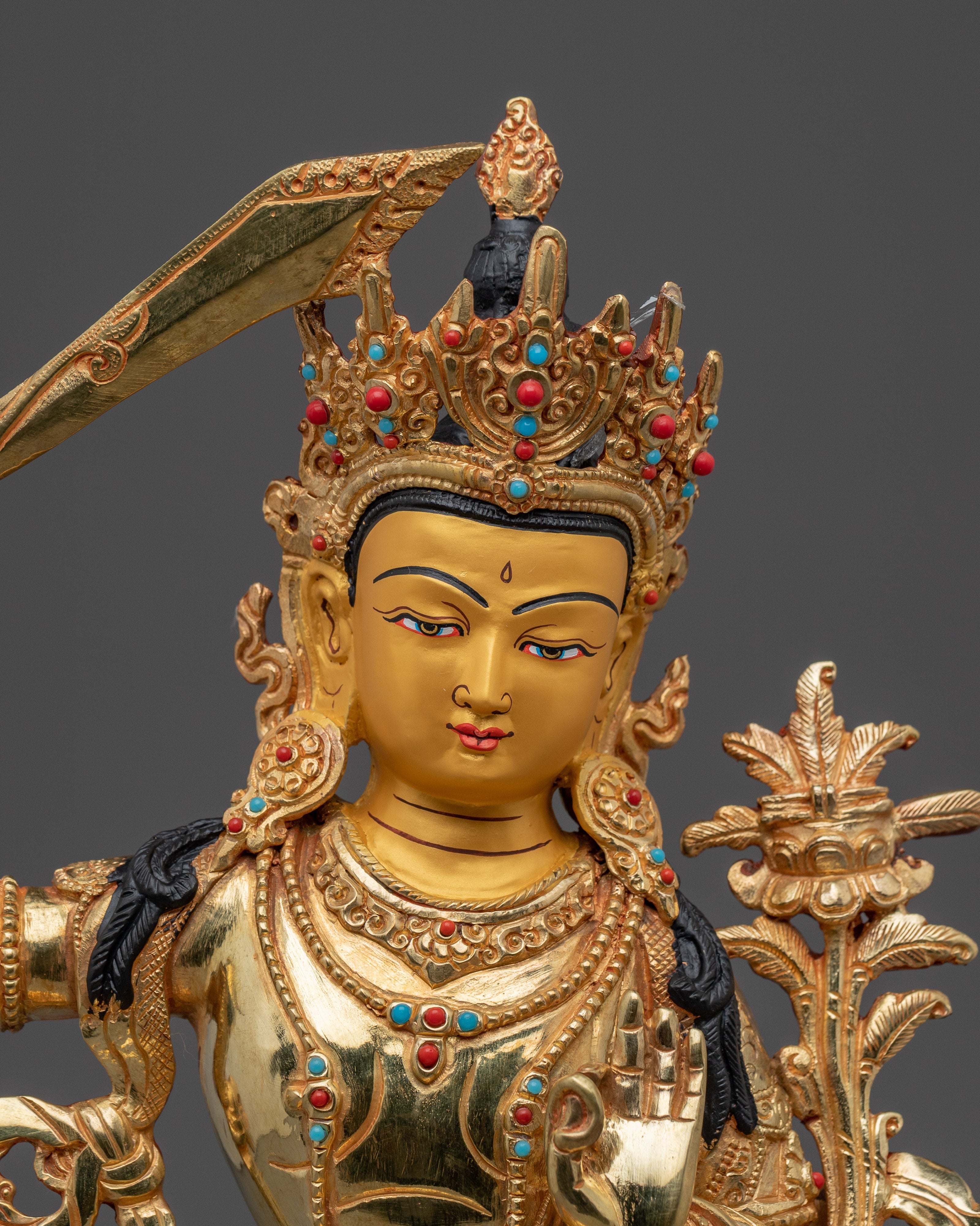 Golden Dharma Protector Manjushri Artwork | Bodhisattva of Transcendent Wisdom