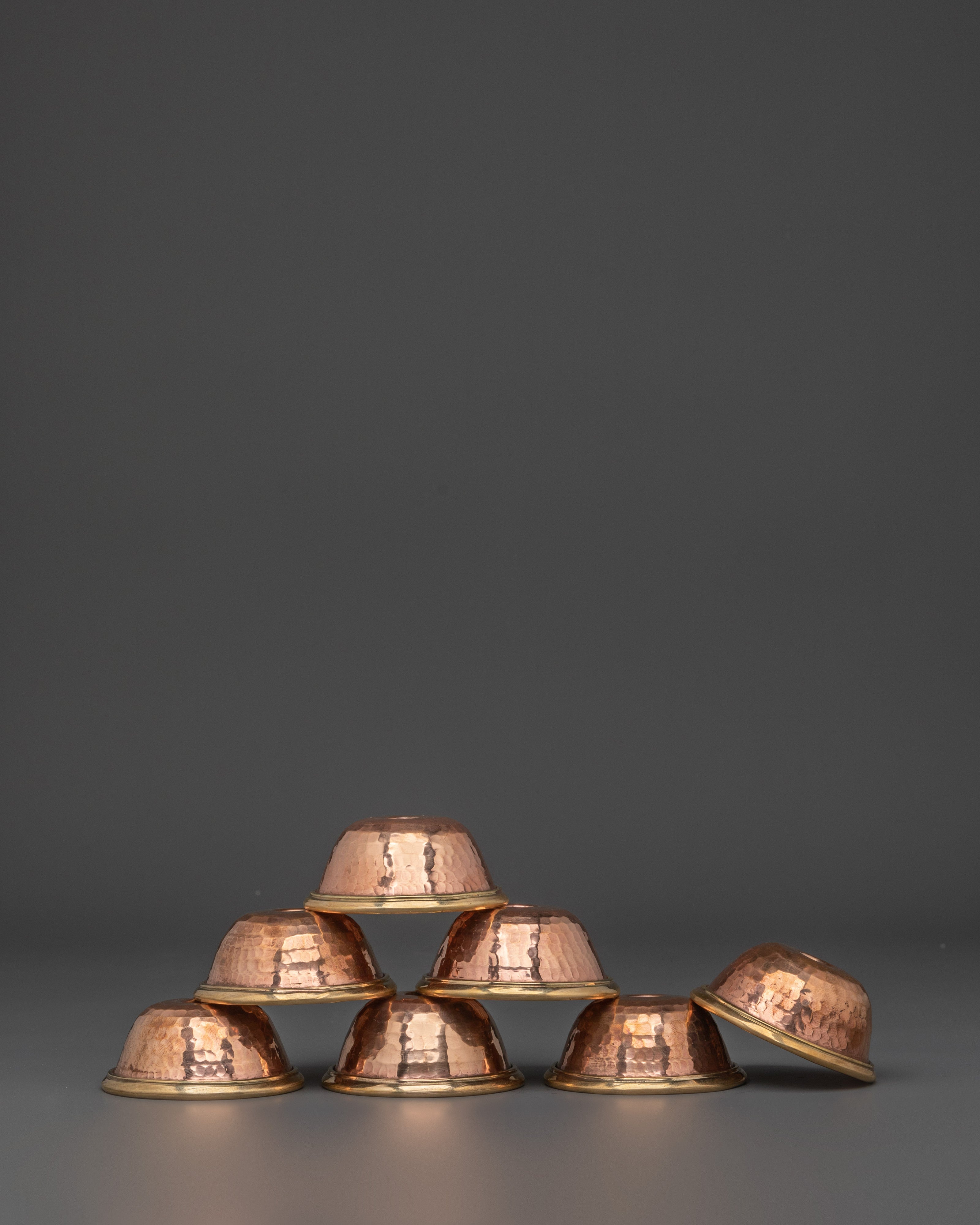Copper Offering Water Bowls | Traditional Buddhist Ritual Altar Set