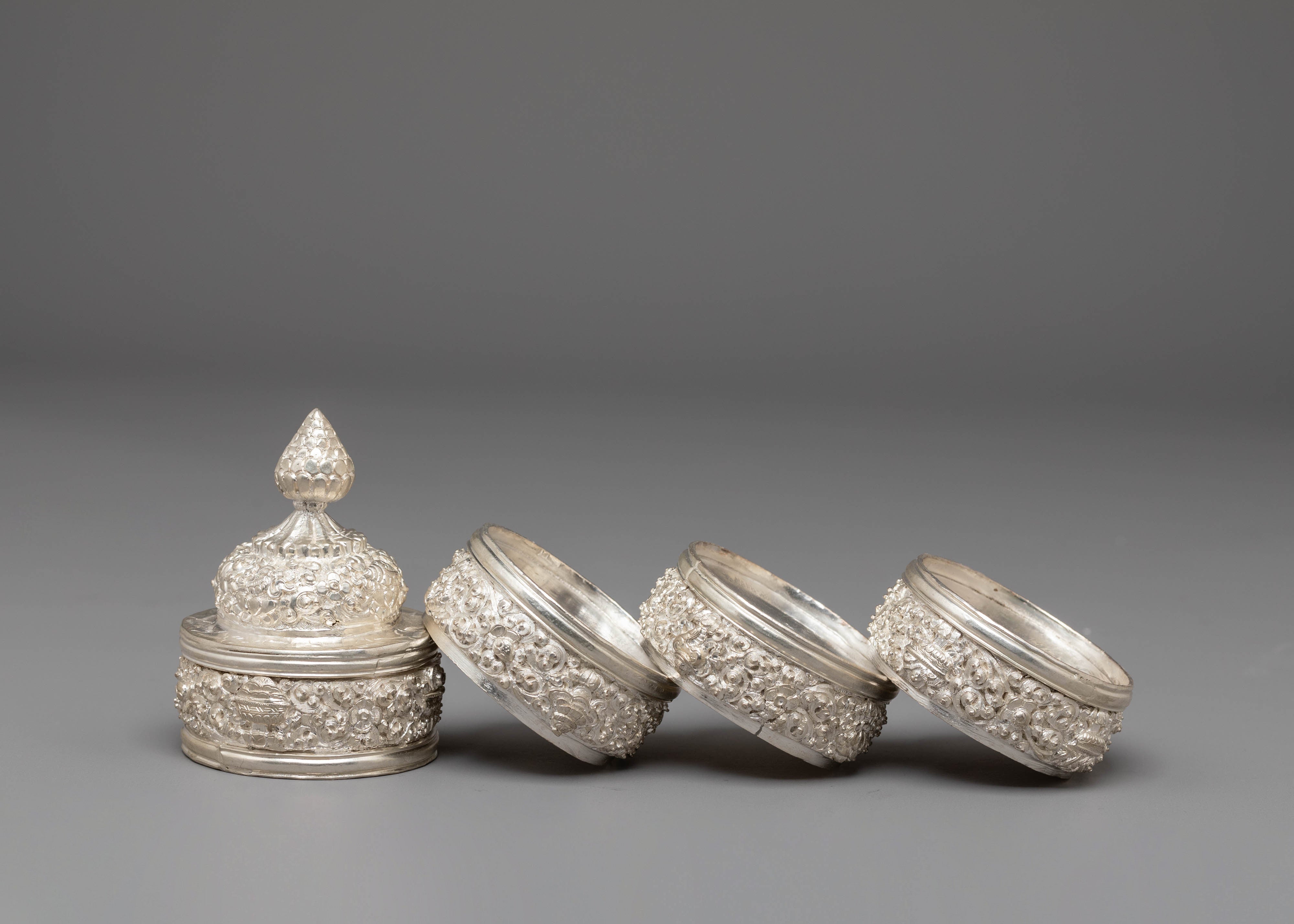 Traditional Rice Offering Pot for Puja and Ceremonies | Silver Plated Ritual Vessel