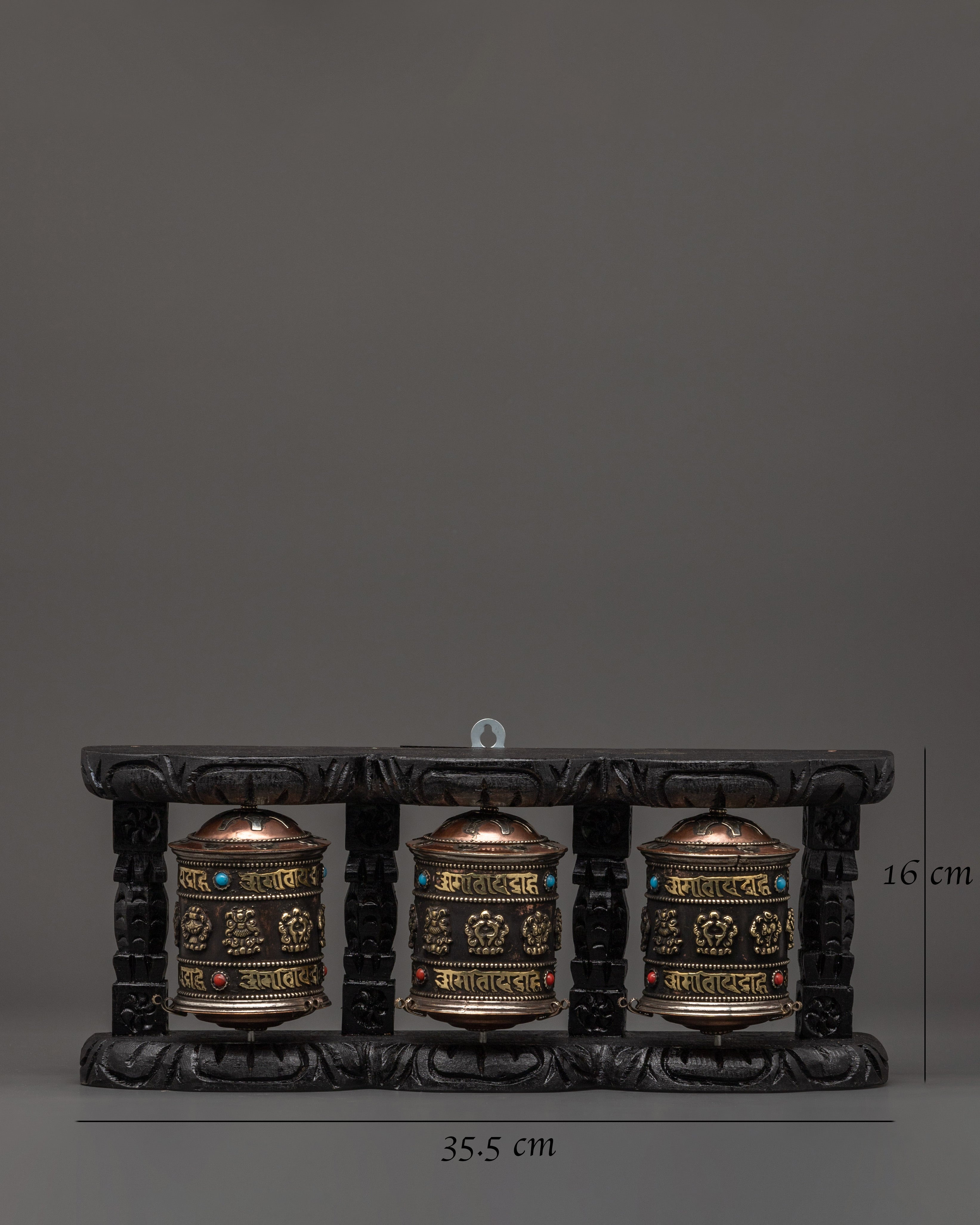 Set of 3 Tibetan Prayer Wheels | Handcrafted Buddhist Spinners