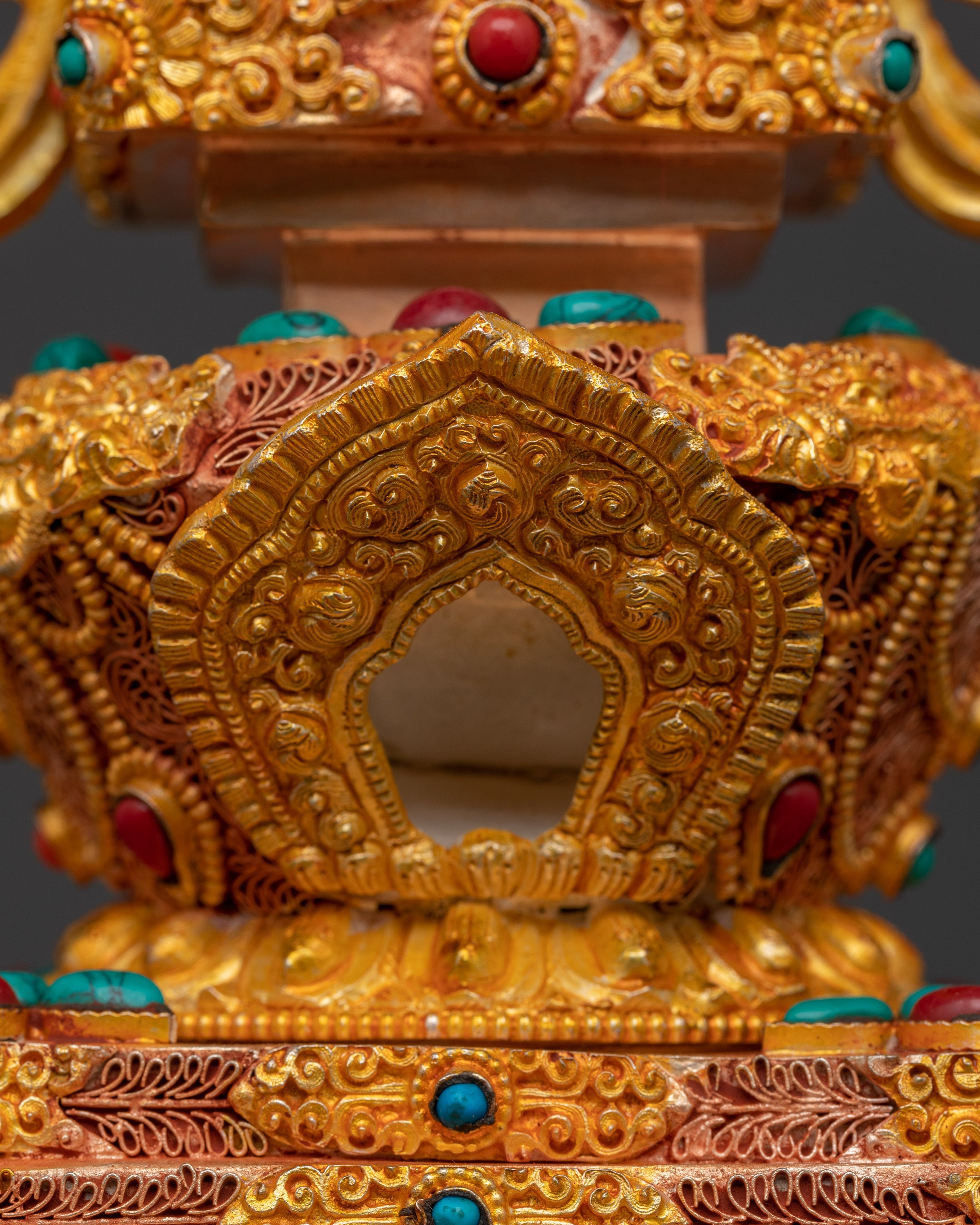 Vajrayana Stupa Art | Gold-Plated Copper Buddhist Altar