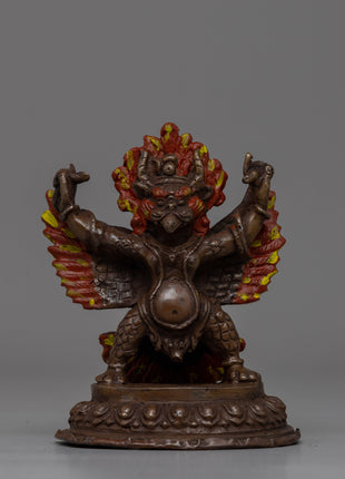 Hand-Carved Brass Garuda Statue with Antique Finish