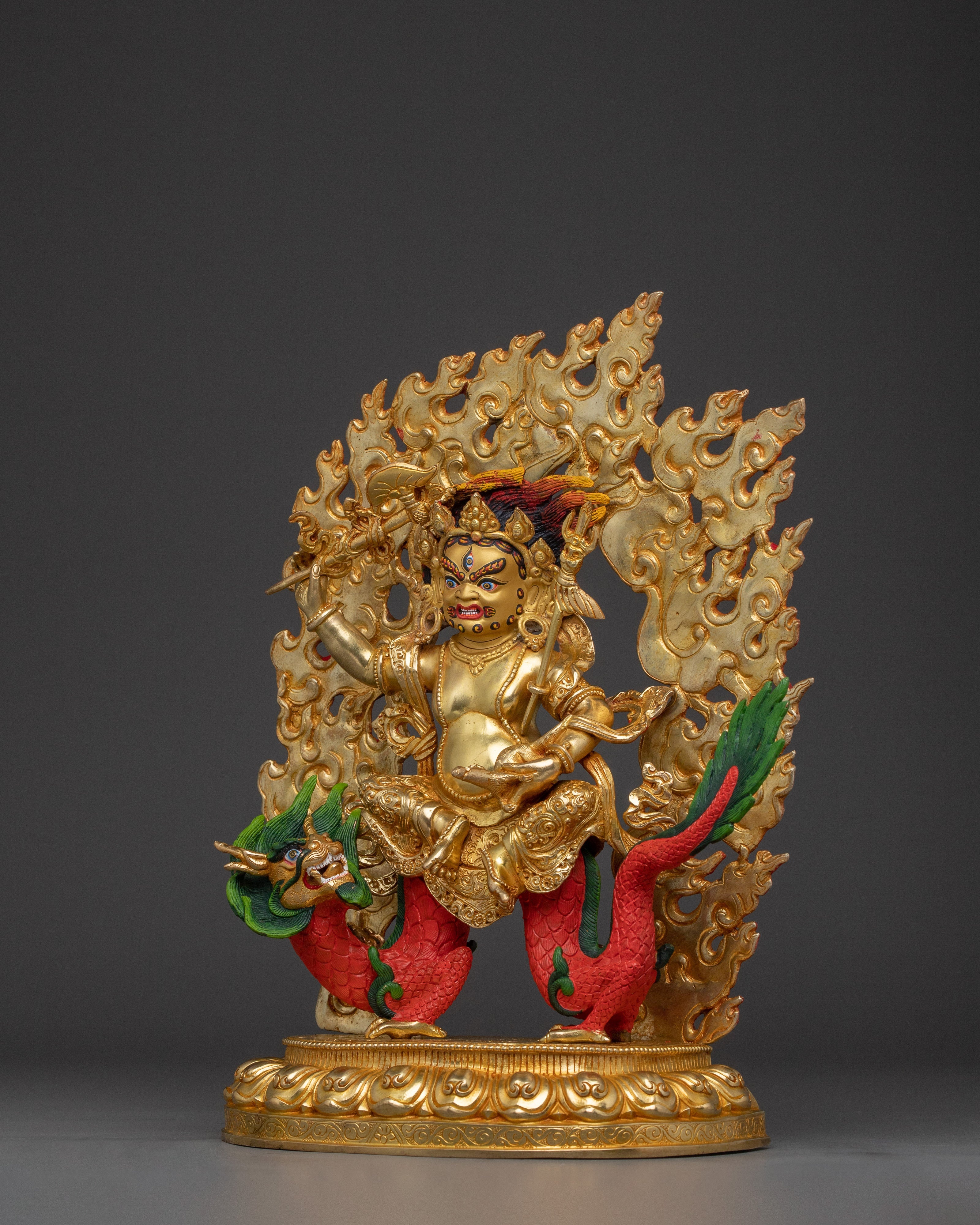 Handcrafted White Dzambhala Sculpture | Prosperity Deity