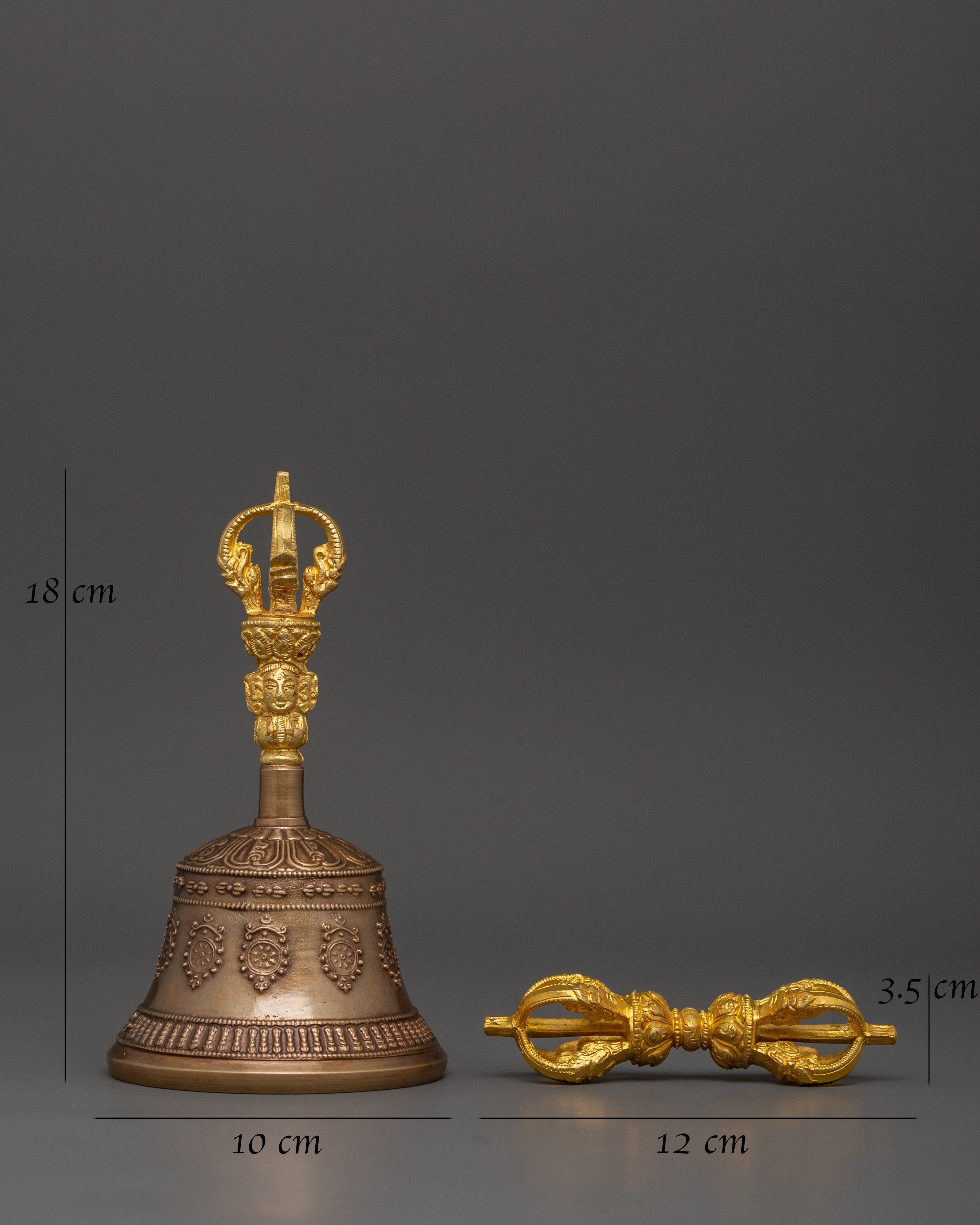 Tibetan Ritual Bell and Vajra | Brass and Bronze Buddhist Tools for Rituals