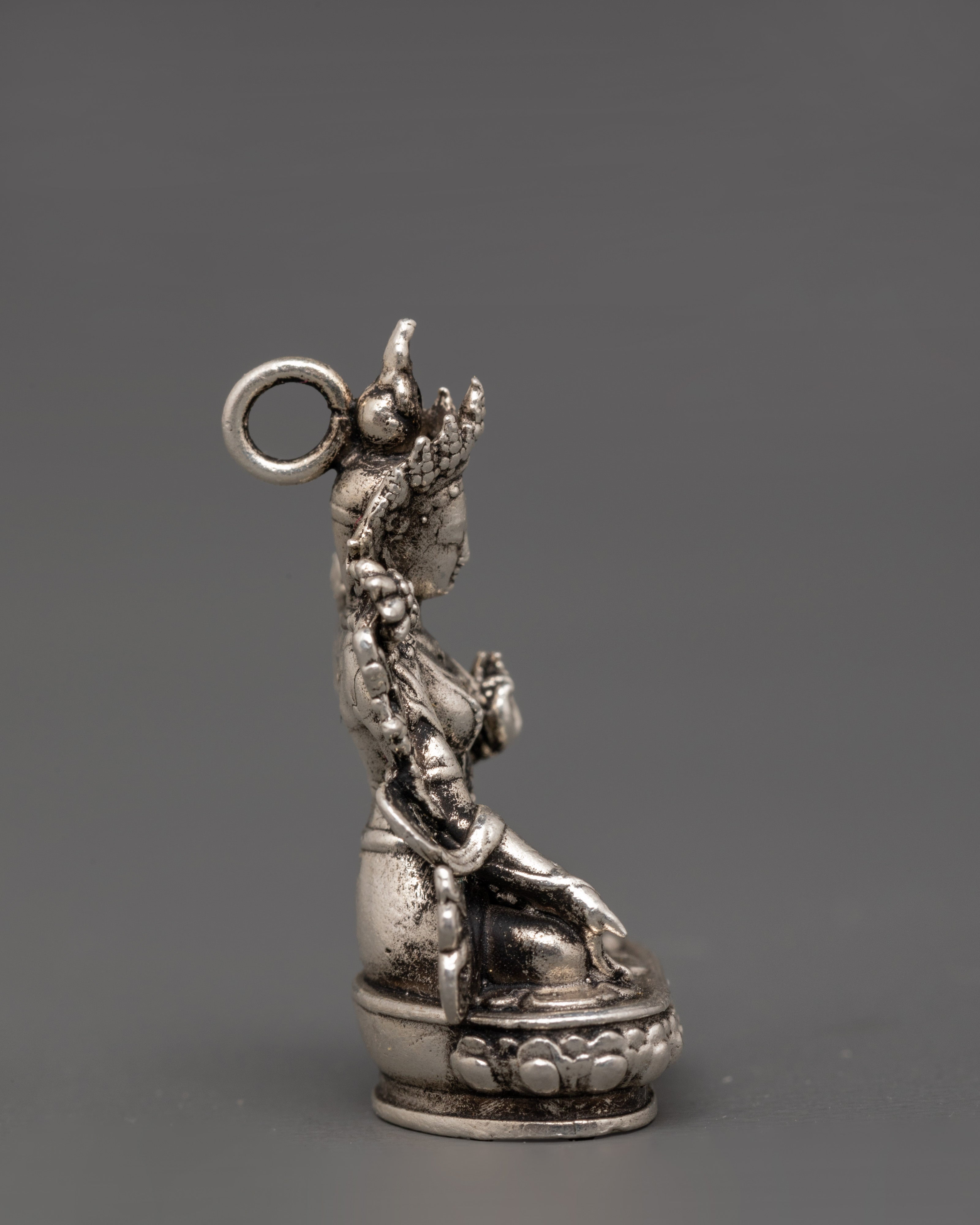 Green Tara in Dhyana Mudra Locket Pendant | Seated on a Lotus Moon Disc