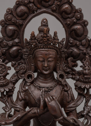 Oxidized Maitreya Buddha Statue | 15.5cm Copper Artwork