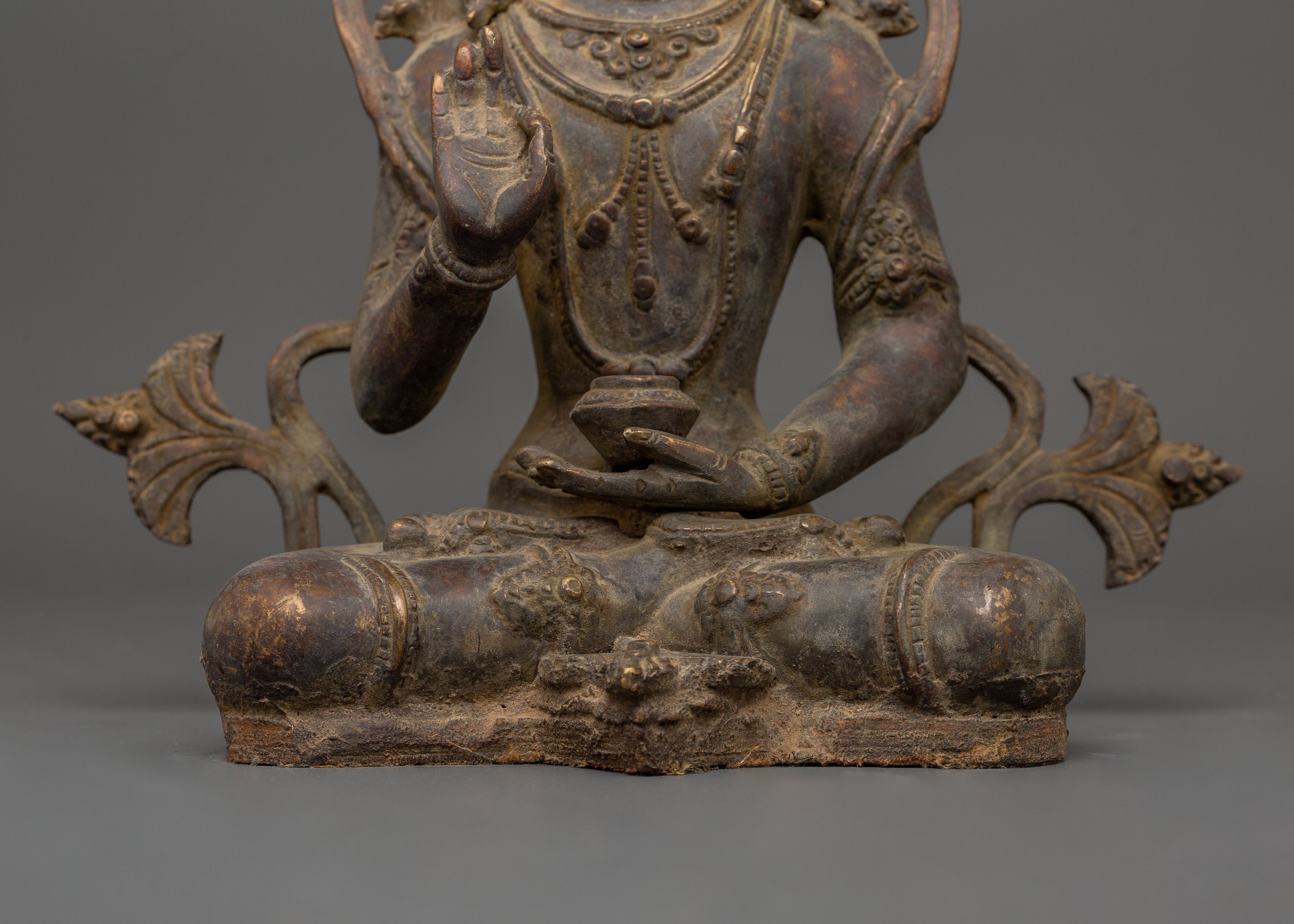 Brass Amoghasiddhi Buddha Statue | Tibetan Altar Decor