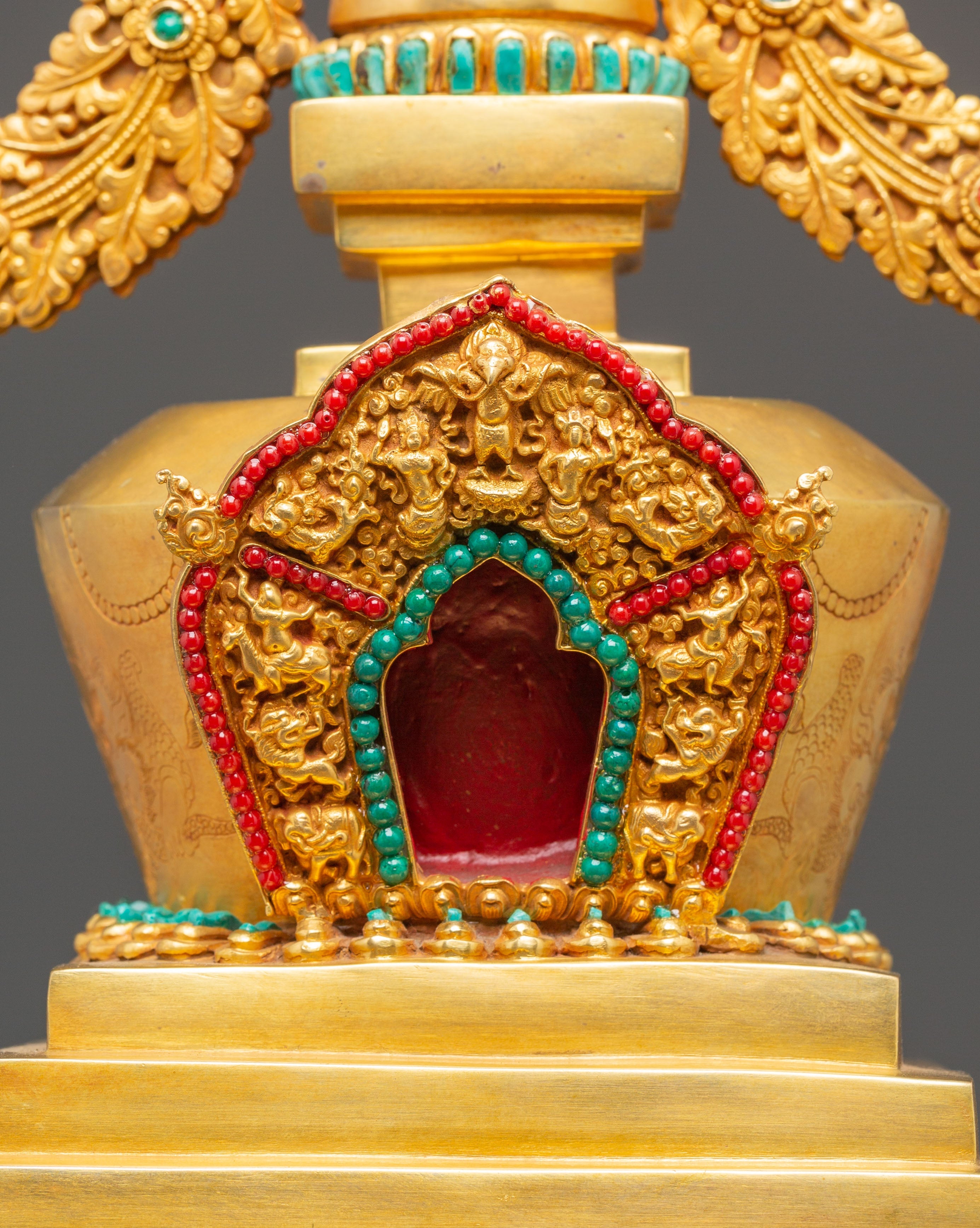 Spiritual Tibetan Buddhist Stupa | Gold Plated Sacred Monument