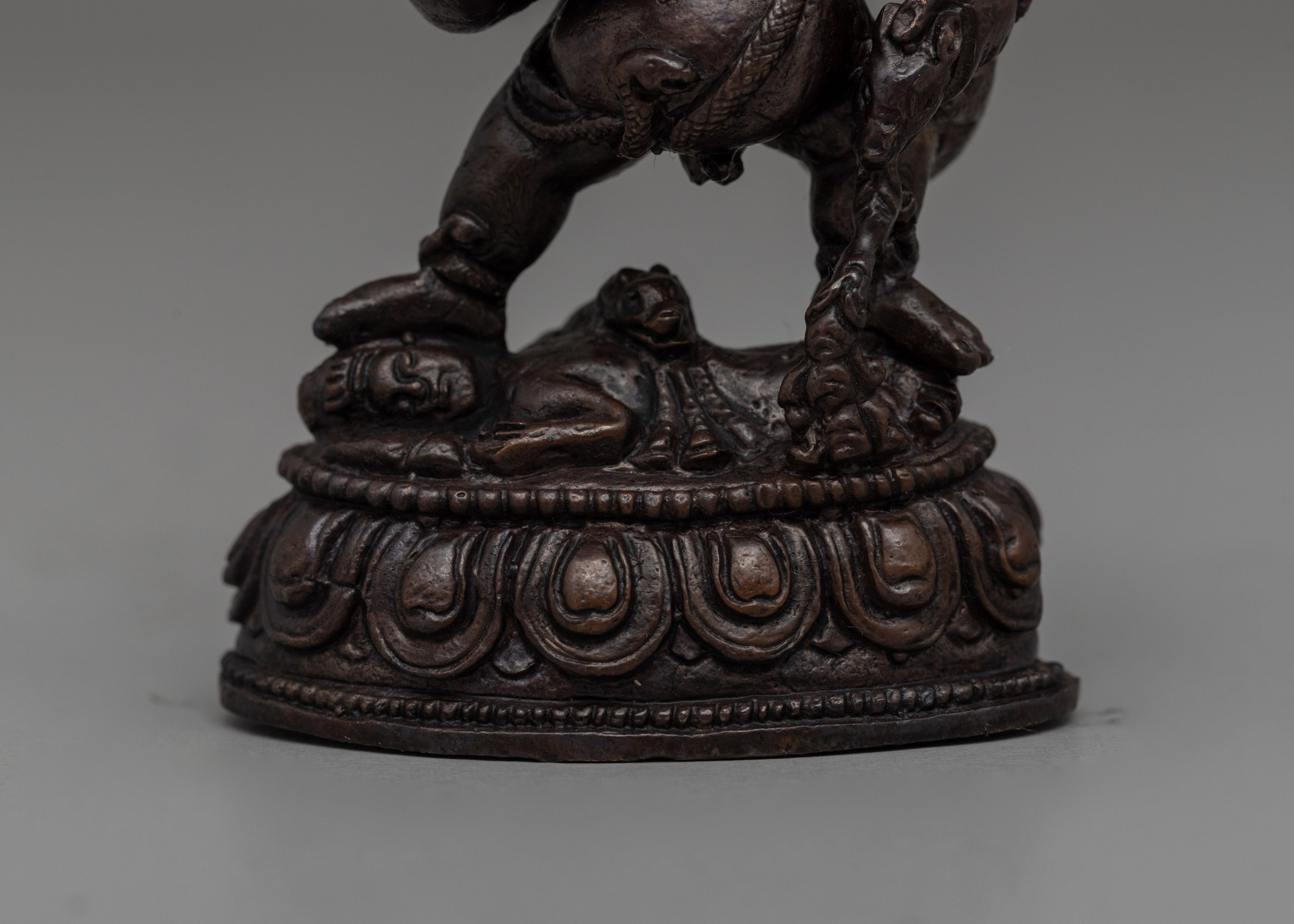 Handmade Oxidized Copper Standing Black Dzambhala Statue |  A Wealth Deity for Abundance