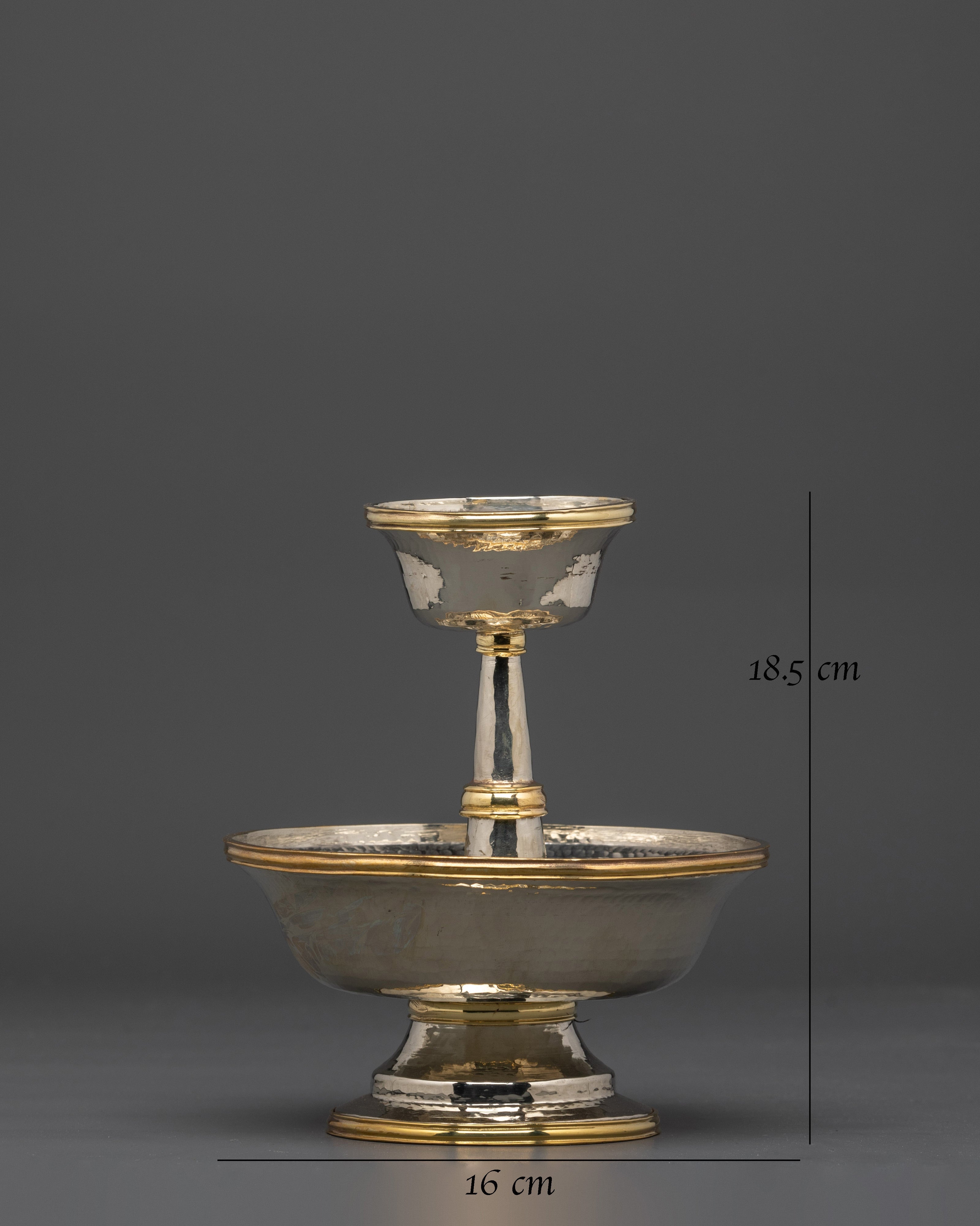 Tibetan Serkyem Offering Set | Copper & White Metal Offering Bowl