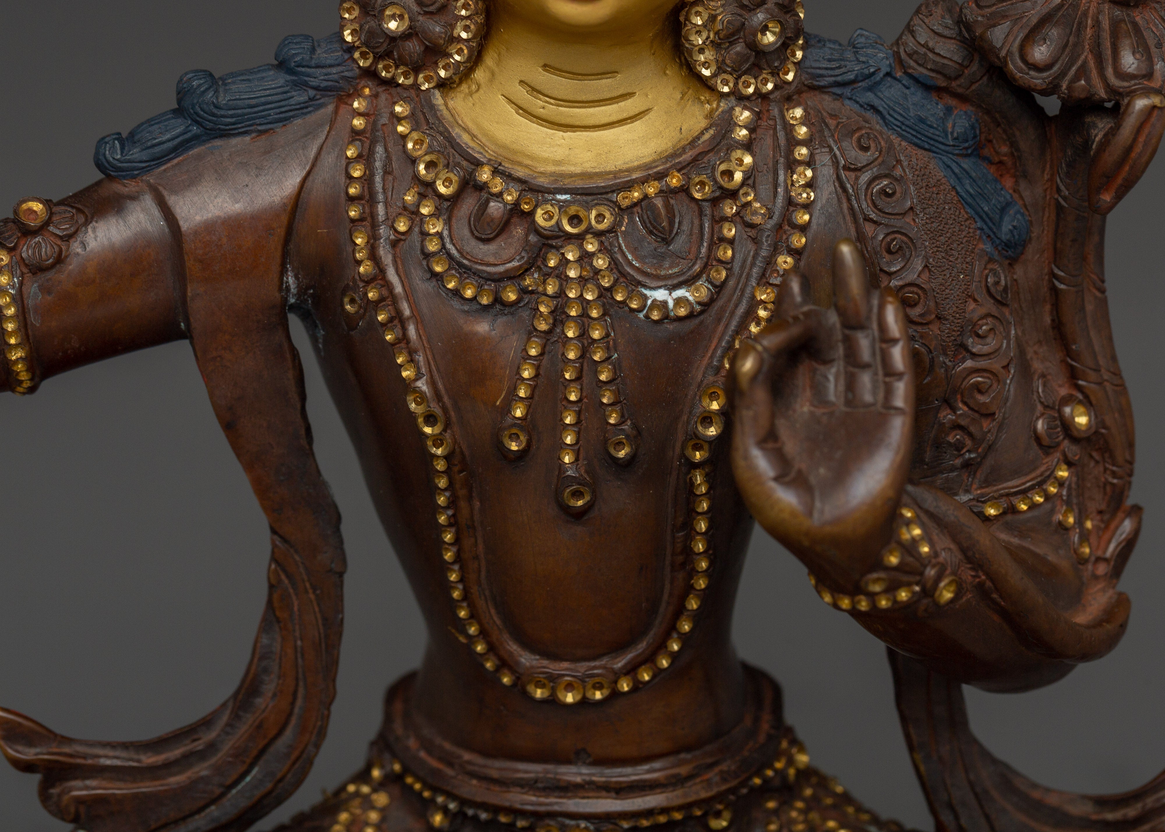Copper Manjushri Statue for Meditation | Wisdom Deity for Altar & Spiritual Focus