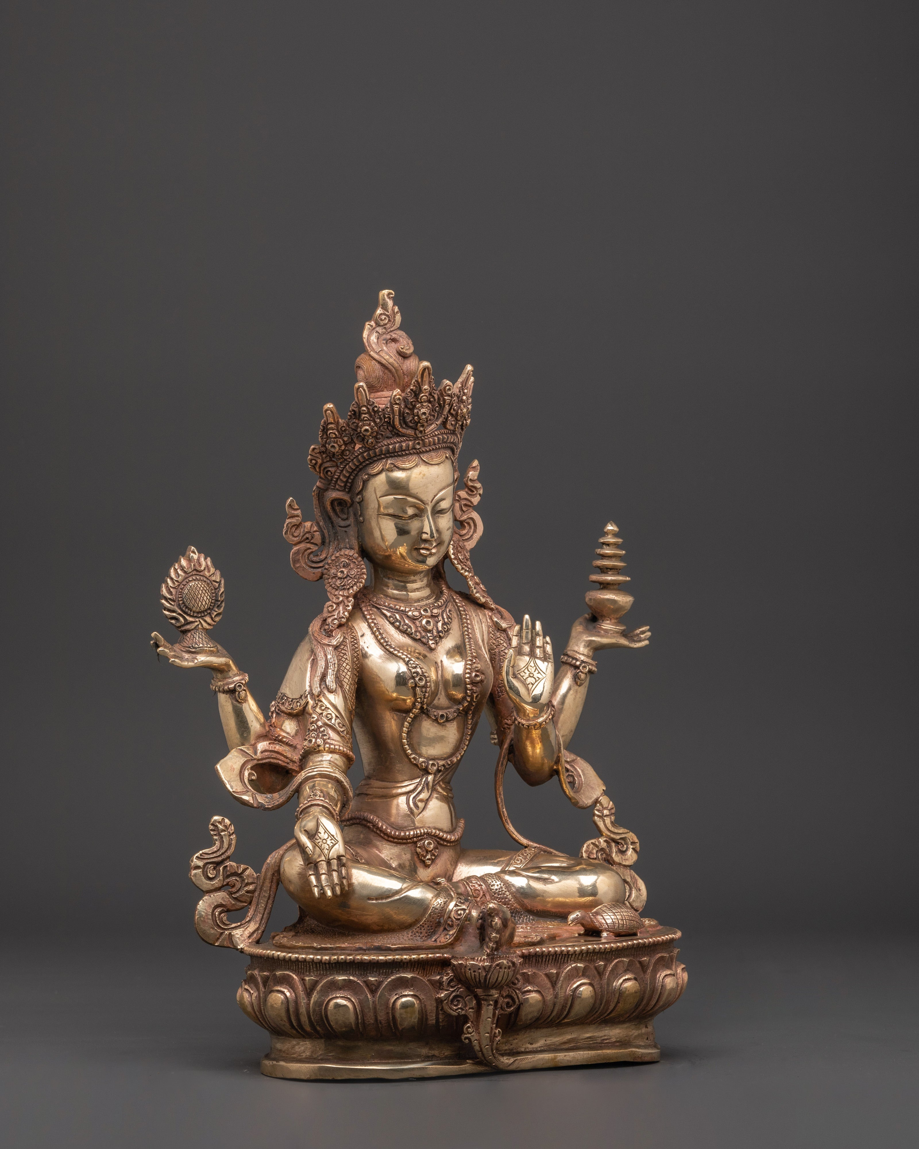 Laxmi Goddess of Wealth Statue | Buddhist Style Carved Statue