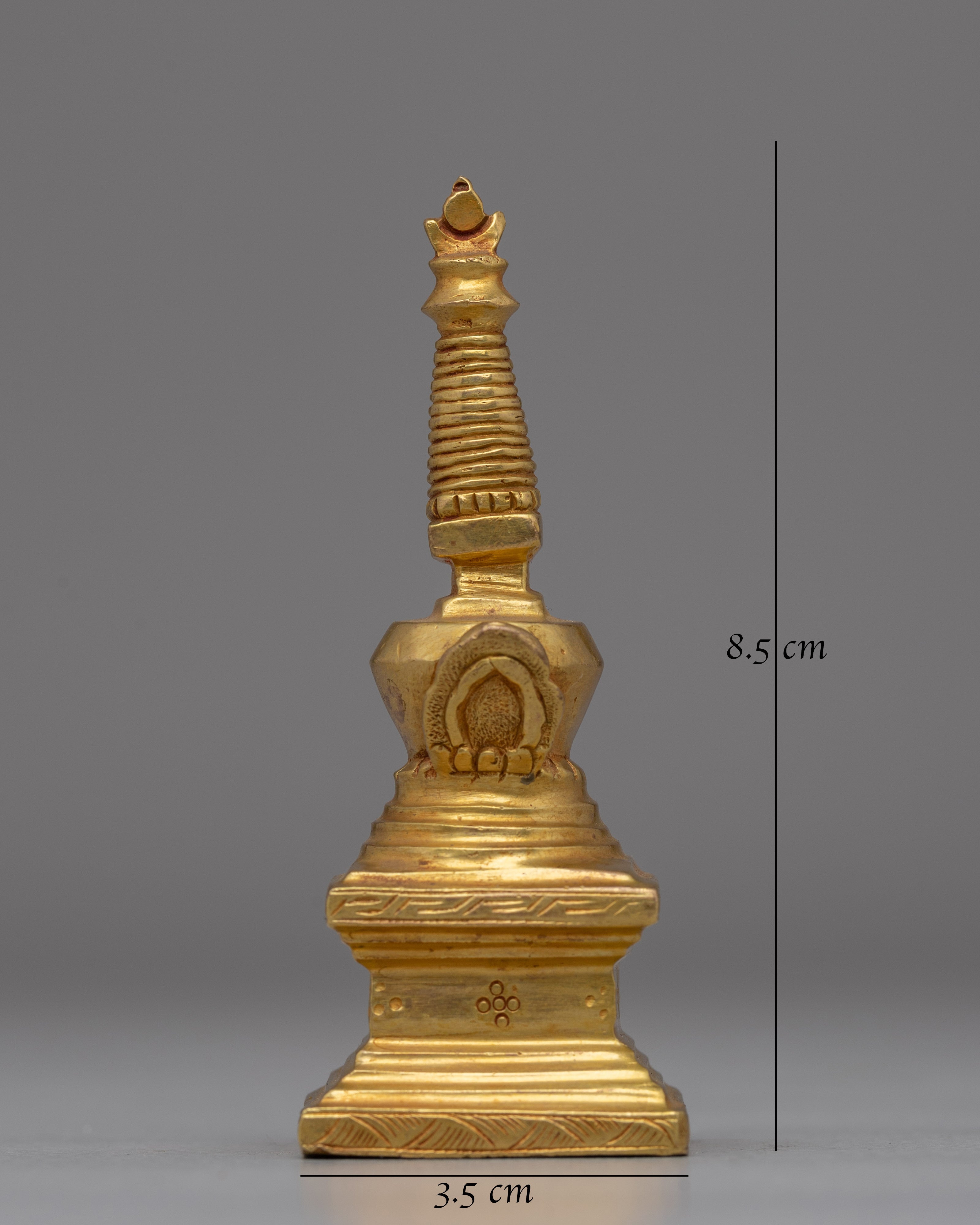 Compact Gold-Plated Buddhist Stupa | Meditation and Enlightenment
