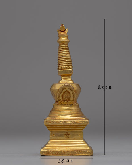 Compact Gold-Plated Buddhist Stupa | Meditation and Enlightenment