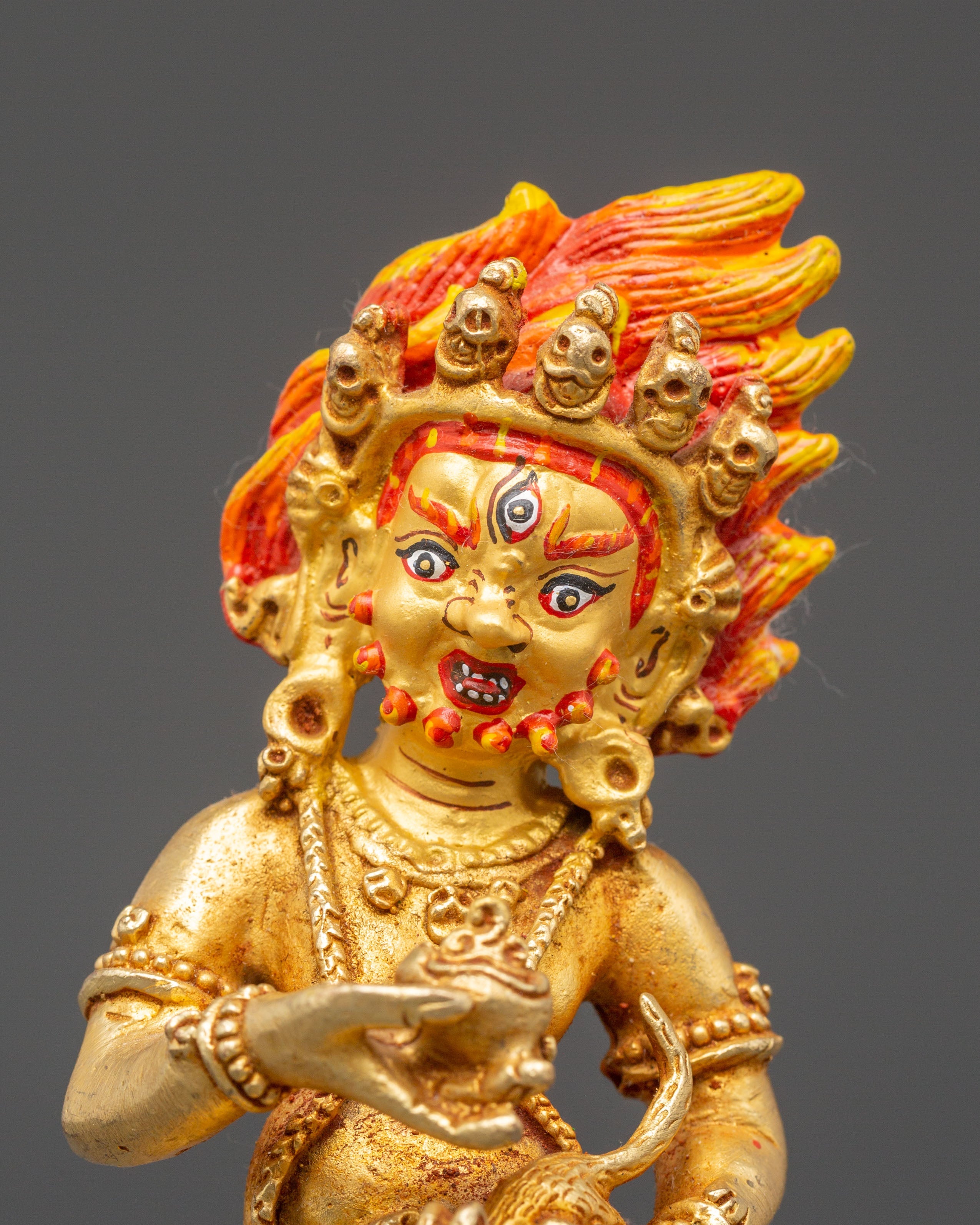 Golden Wealth Guardian Black Dzambhala Statue | Protection and Dharma Artwork