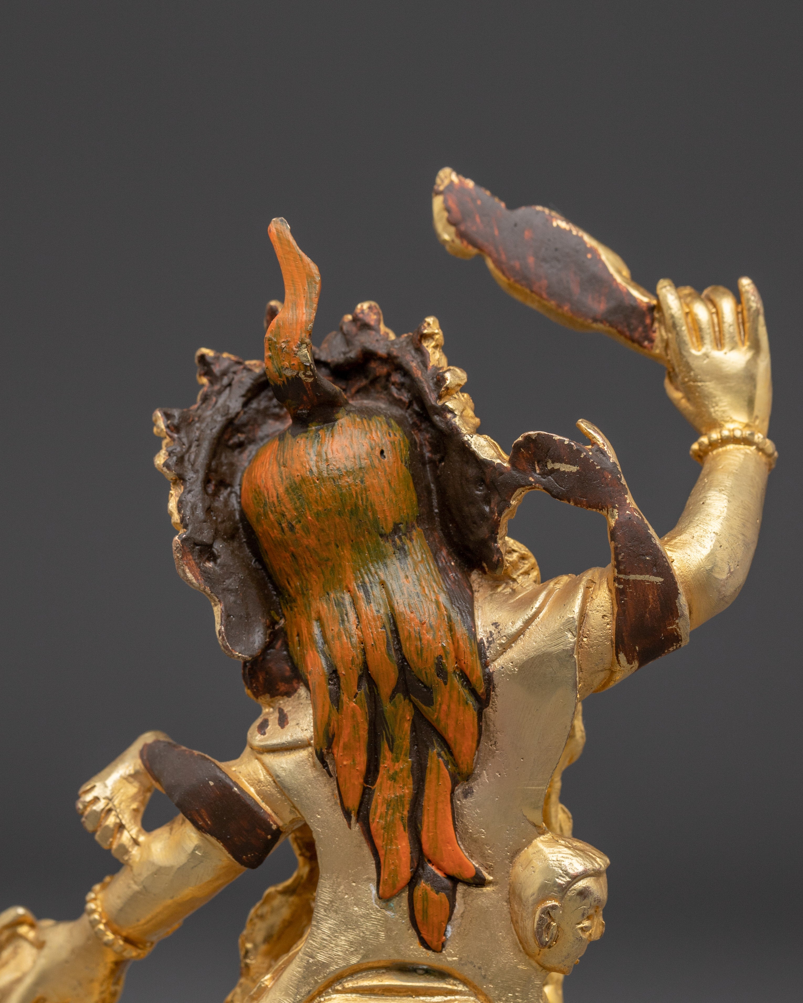 Gold Plated Ekajati Statue | Tibetan Buddhist Wrathful Deity for Spiritual Protection