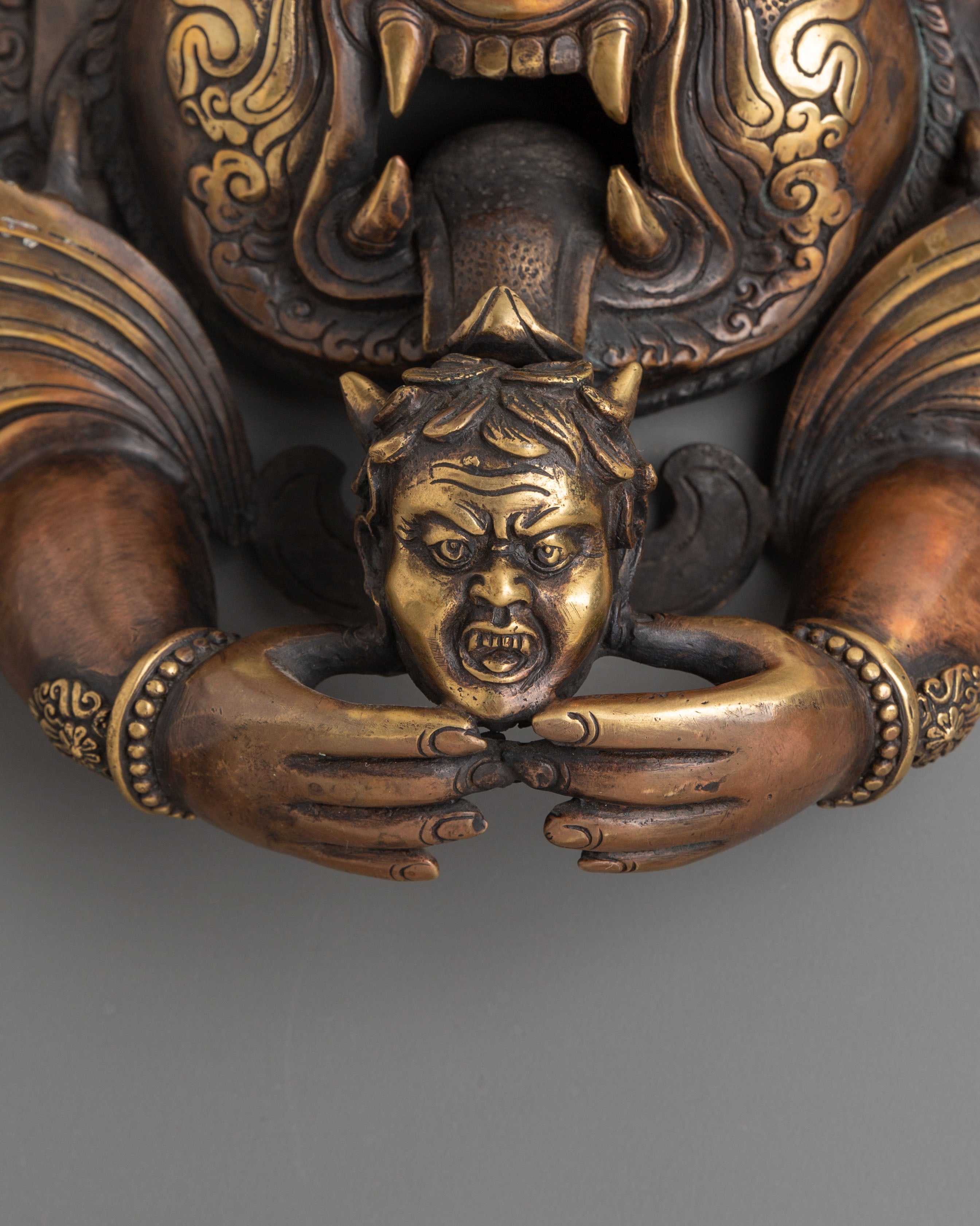 Handmade Kirtimukha Brass Wall Hanging | Mahakala Protective Deity Mask