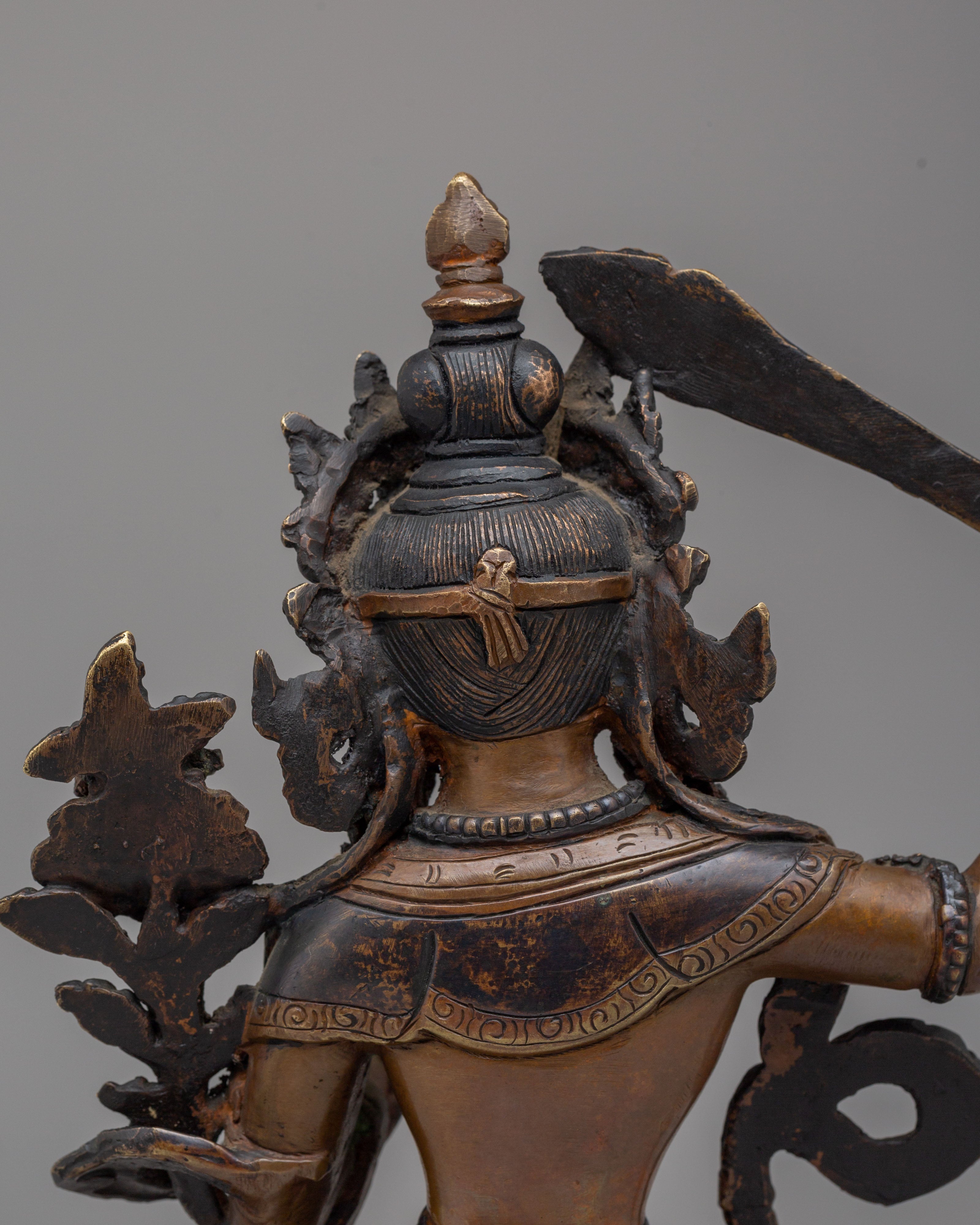 Sacred Manjushri Statue | Handcrafted Tibetan Bodhisattva Sculpture