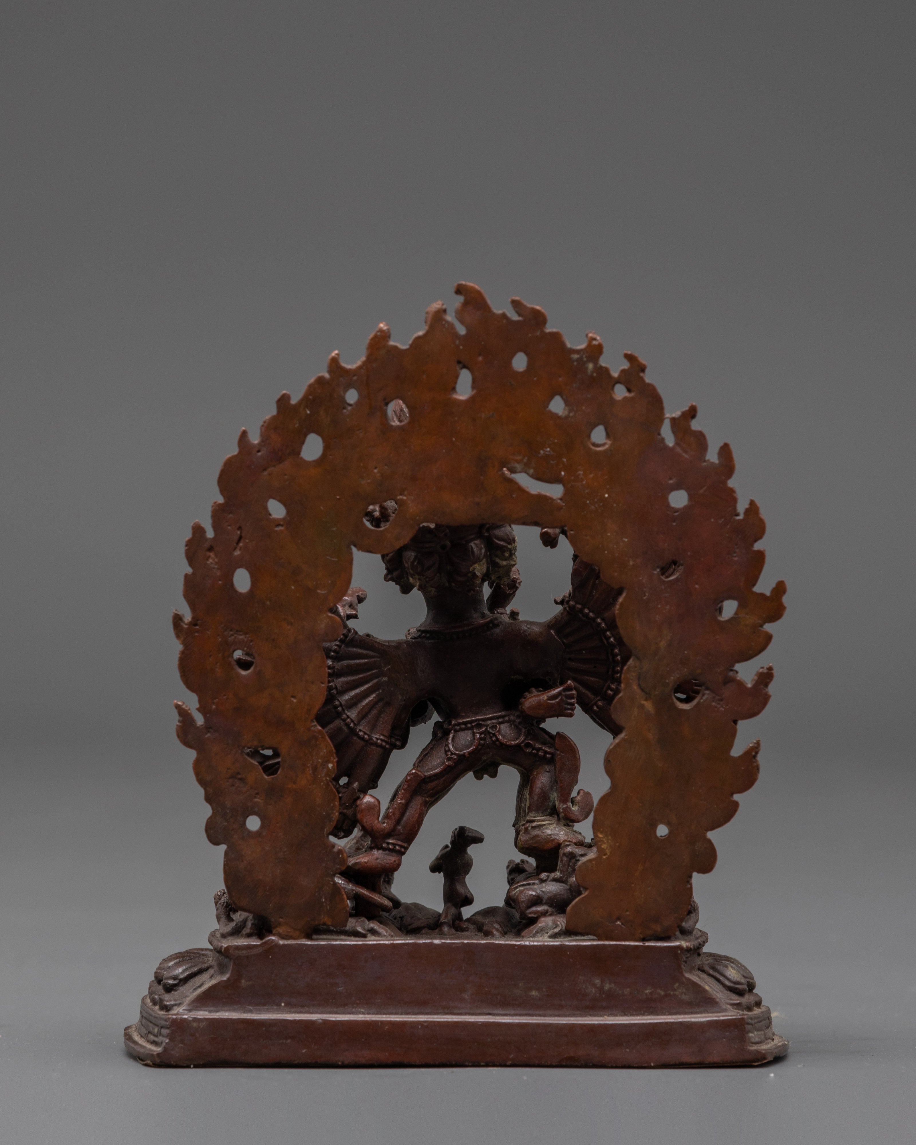 Oxidized Copper Yamantaka wth Consort Statue | Symbol of Fearlessness and Wisdom