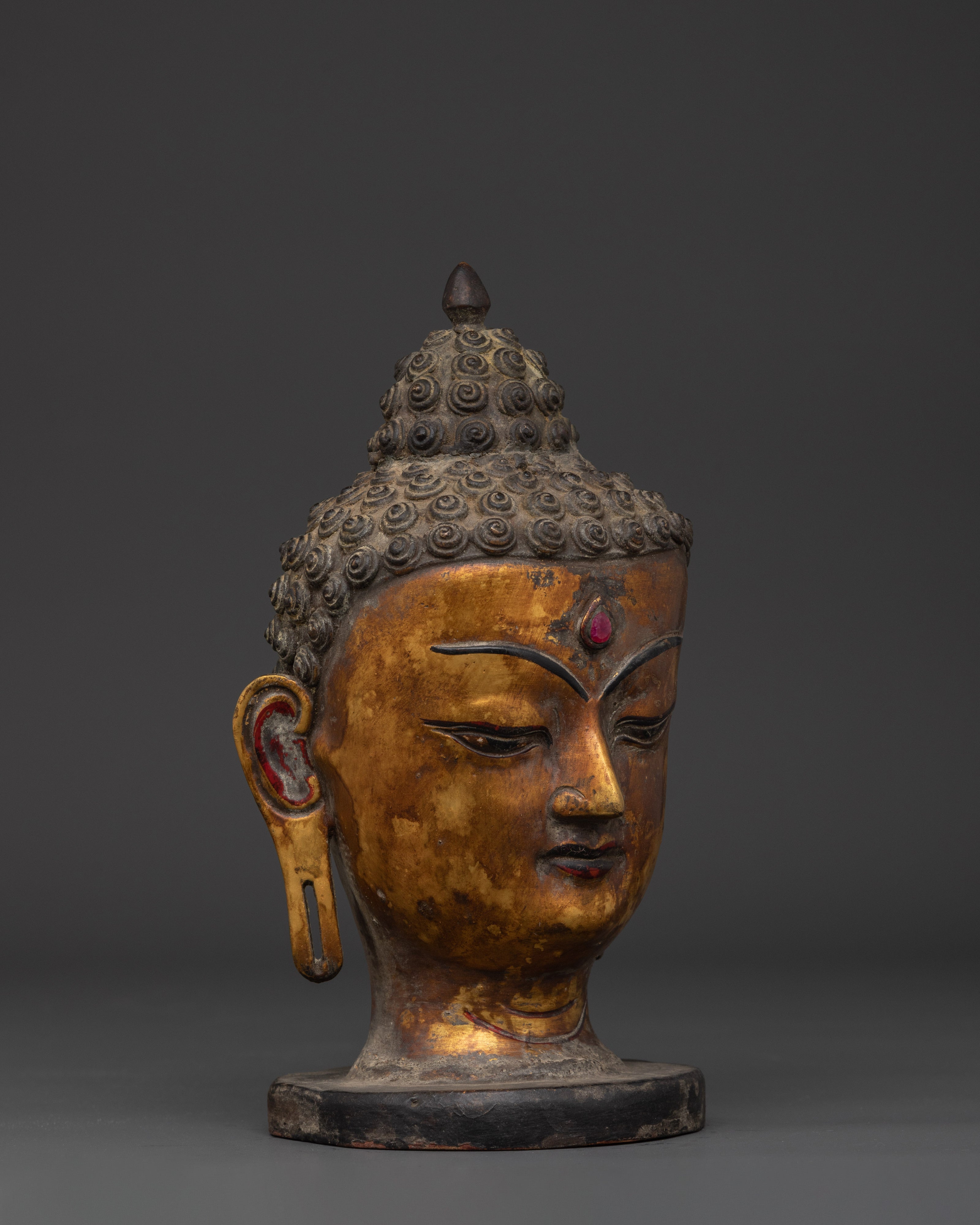 Serene Buddha Head Figurine | Brass Buddha Sculpture for Home and Meditation