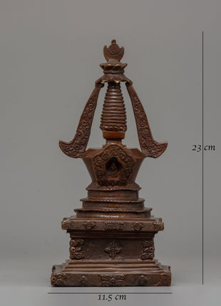 Traditionally Hand-Carved Stupa | A Sacred Symbol of Buddhist Wisdom