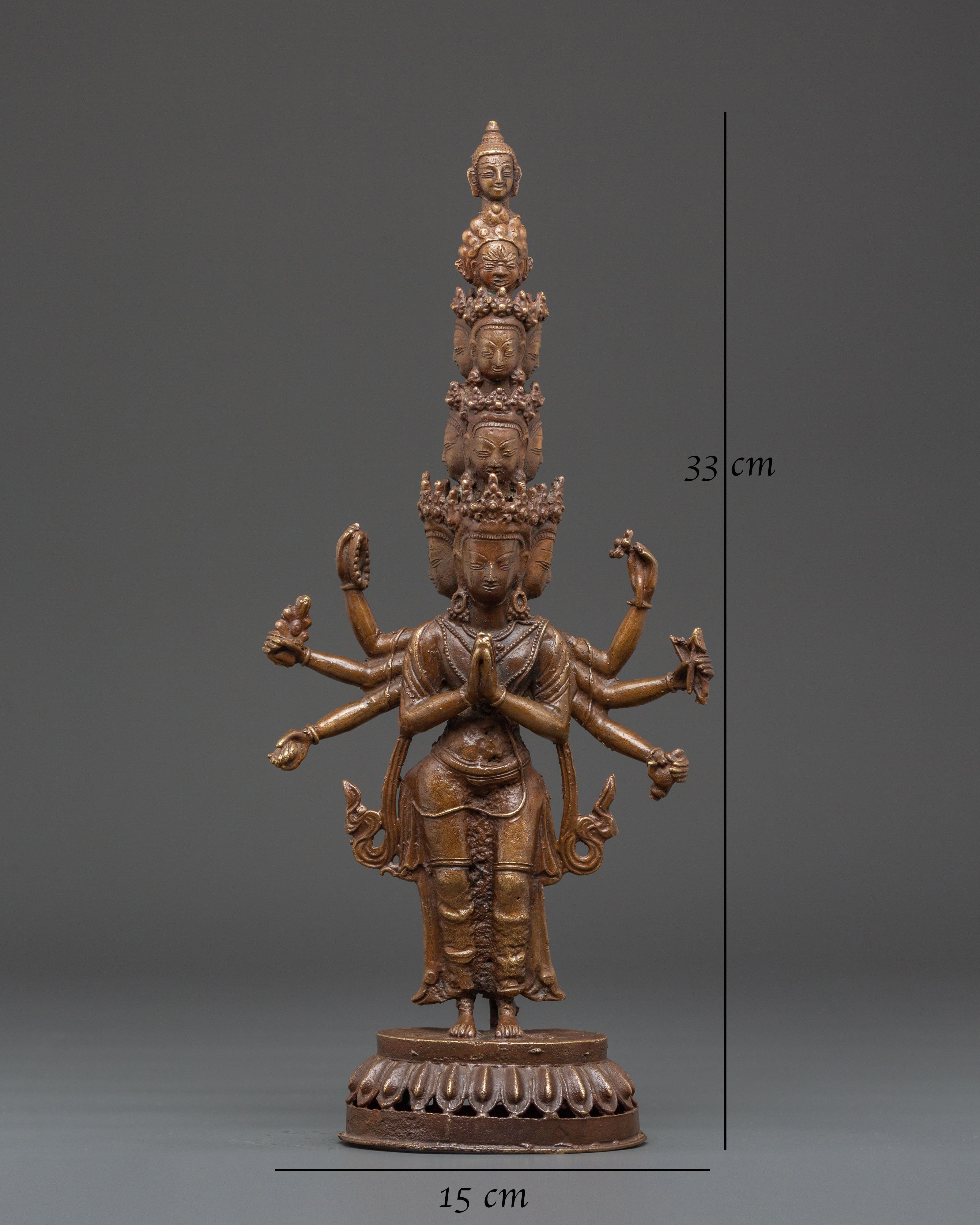 Eleven-Headed Avalokiteshvara Sculpture | Symbol of Mercy and Enlightenment