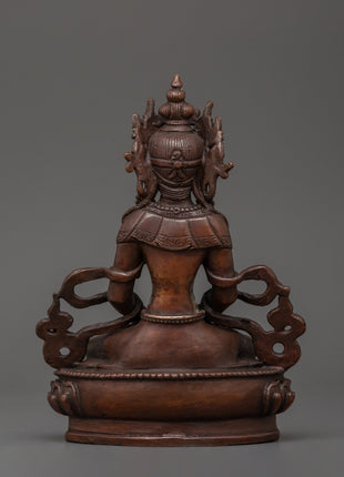 Amitayus Statue in Oxidized Copper | Spiritual Decor