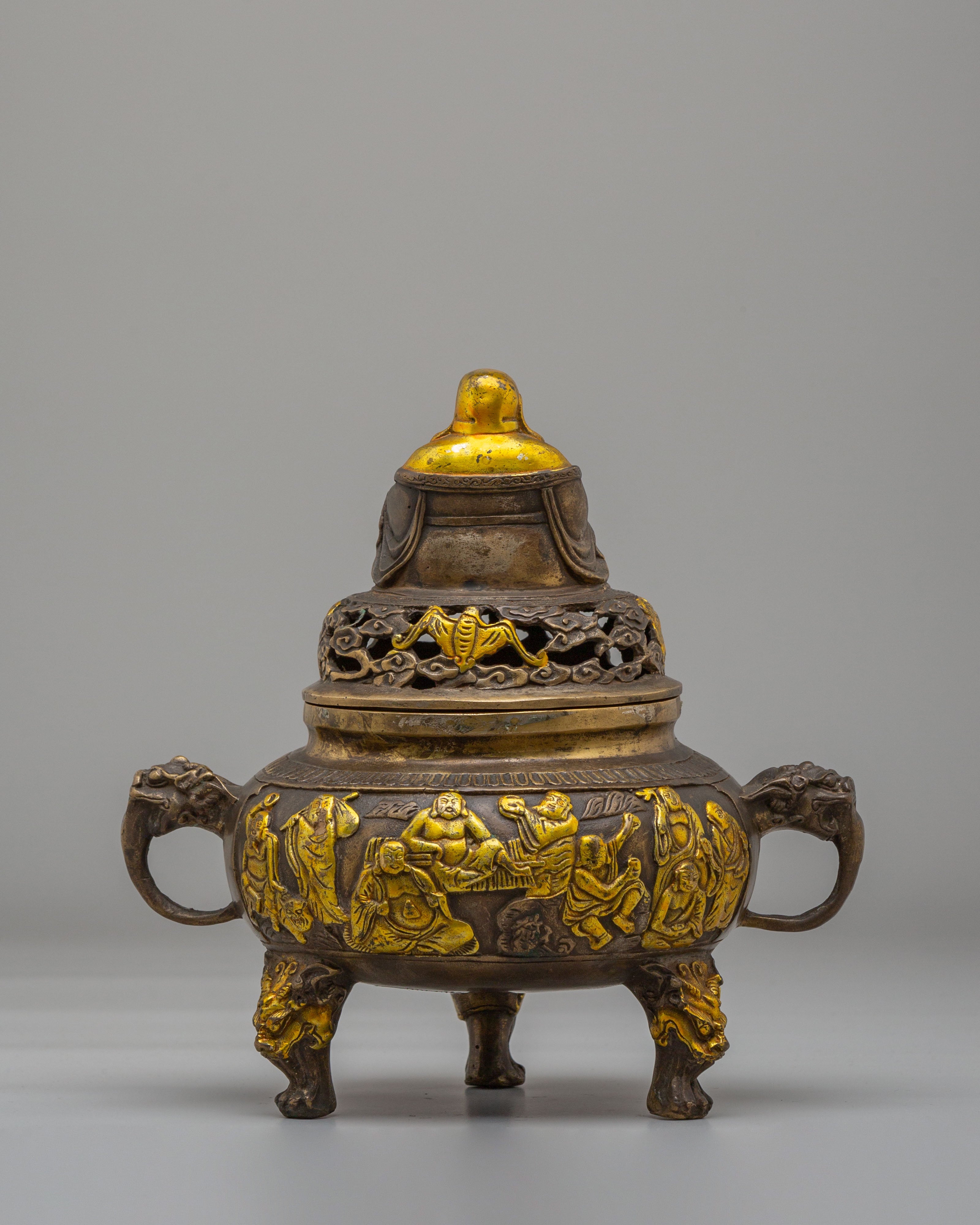 Traditional Laughing Buddha Incense Burner | Buddhist Ritual Incense Burner