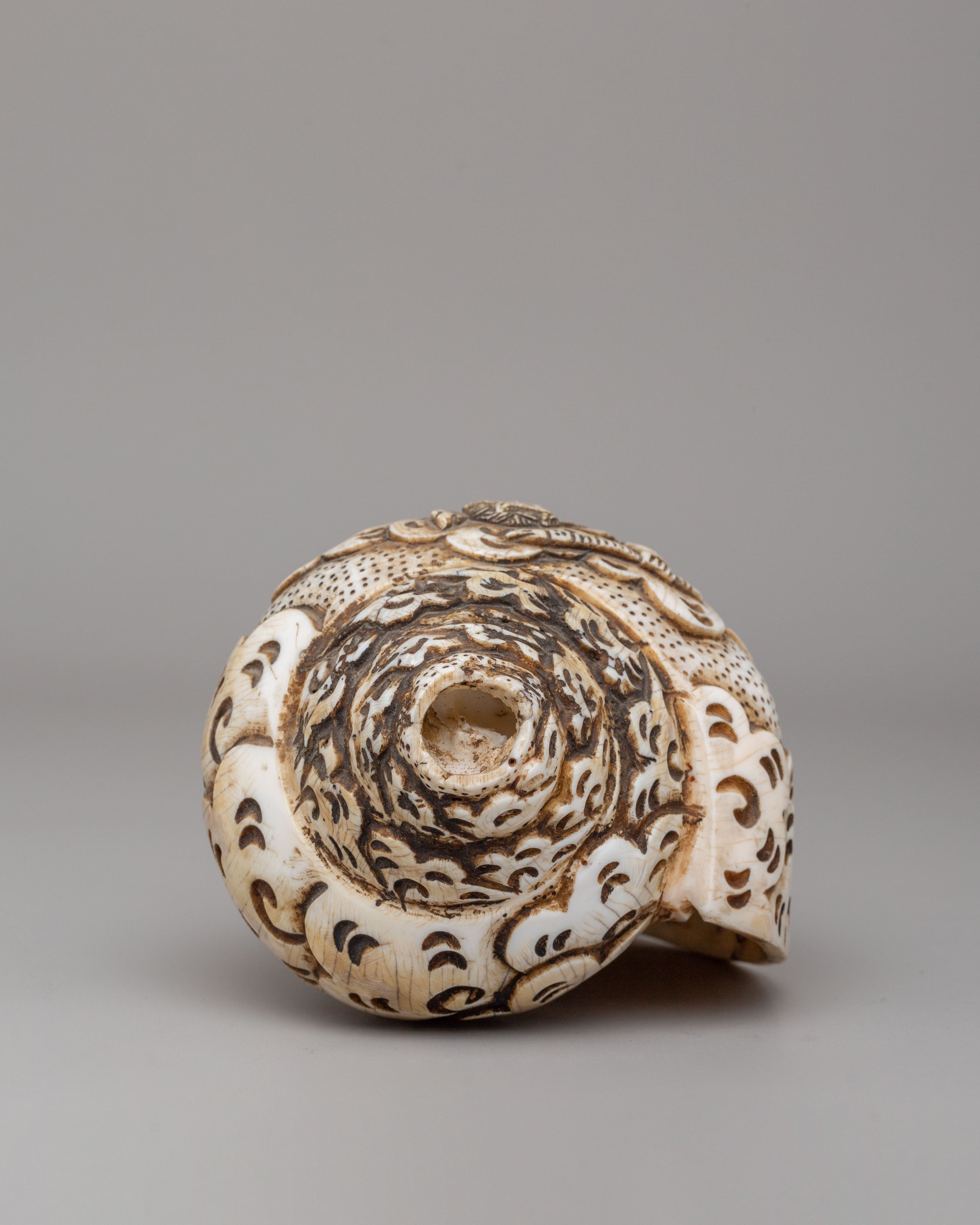 White Dzambhala Ritual Conch | Handcrafted Buddhist Sacred Art