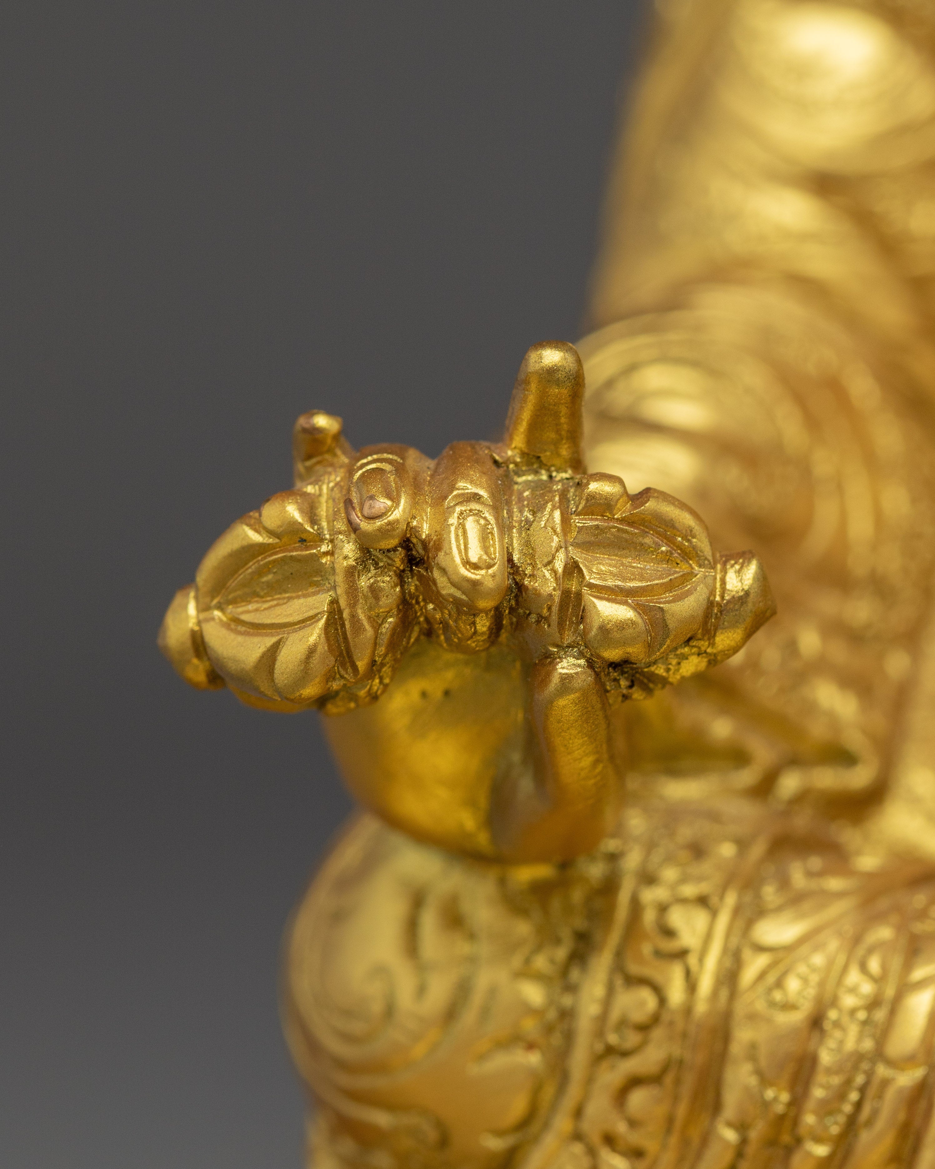 Vajra Master Guru Rinpoche Golden Statue | Himalayan Padmasambhava Artwork