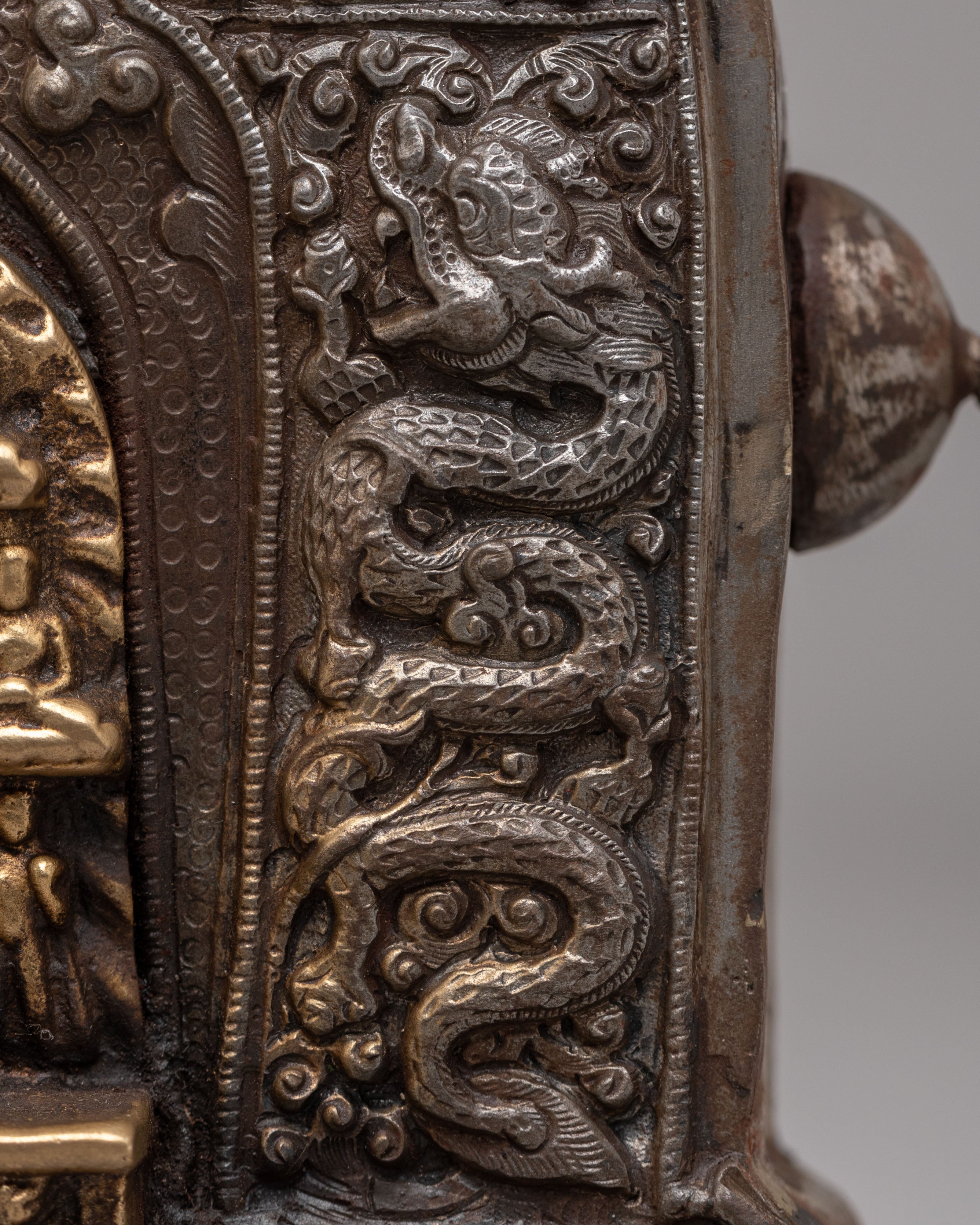 Handcrafted Buddhist Ghau Box with Deity | Tibetan Ritual Box for Offerings