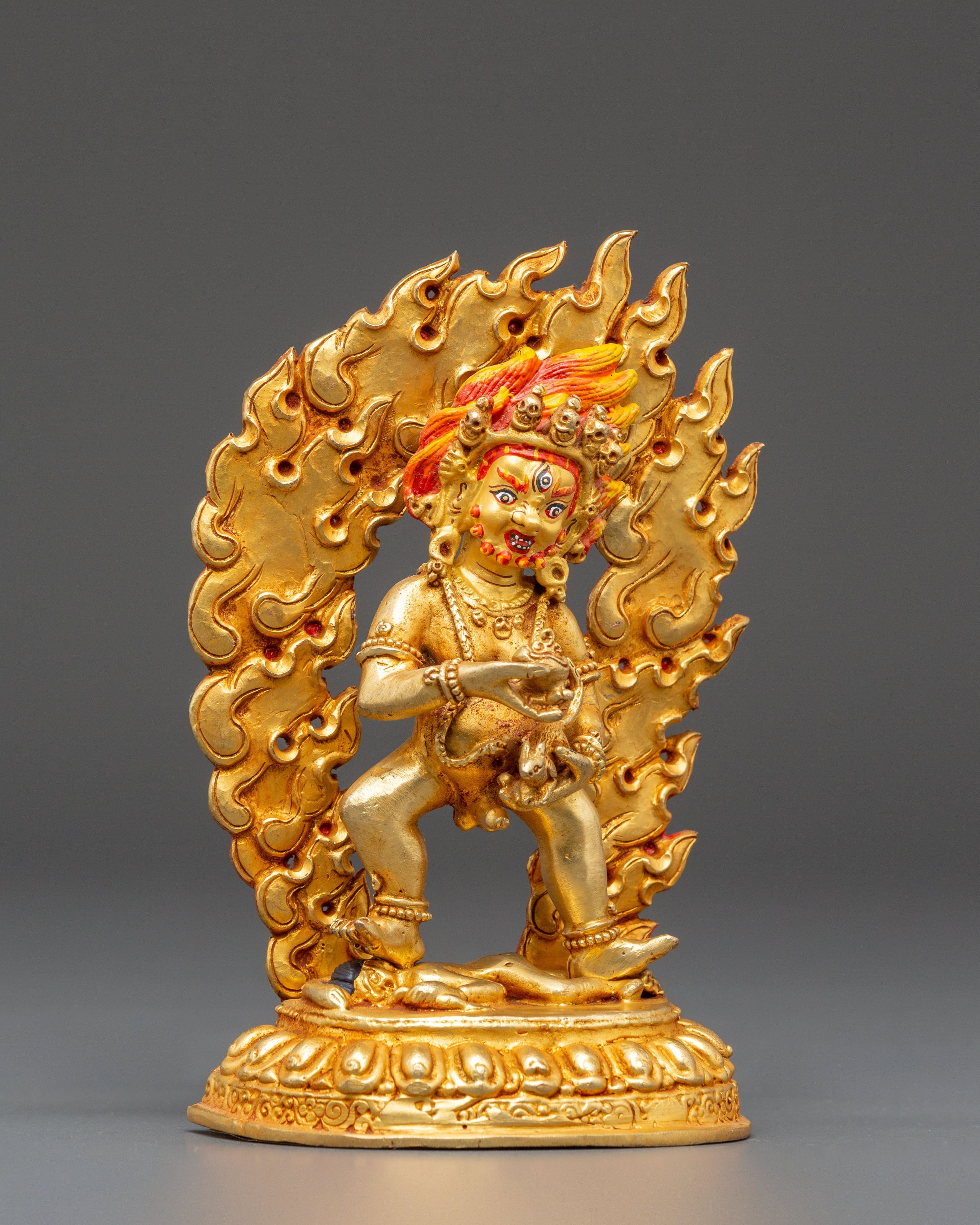 Golden Wealth Guardian Black Dzambhala Statue | Protection and Dharma Artwork