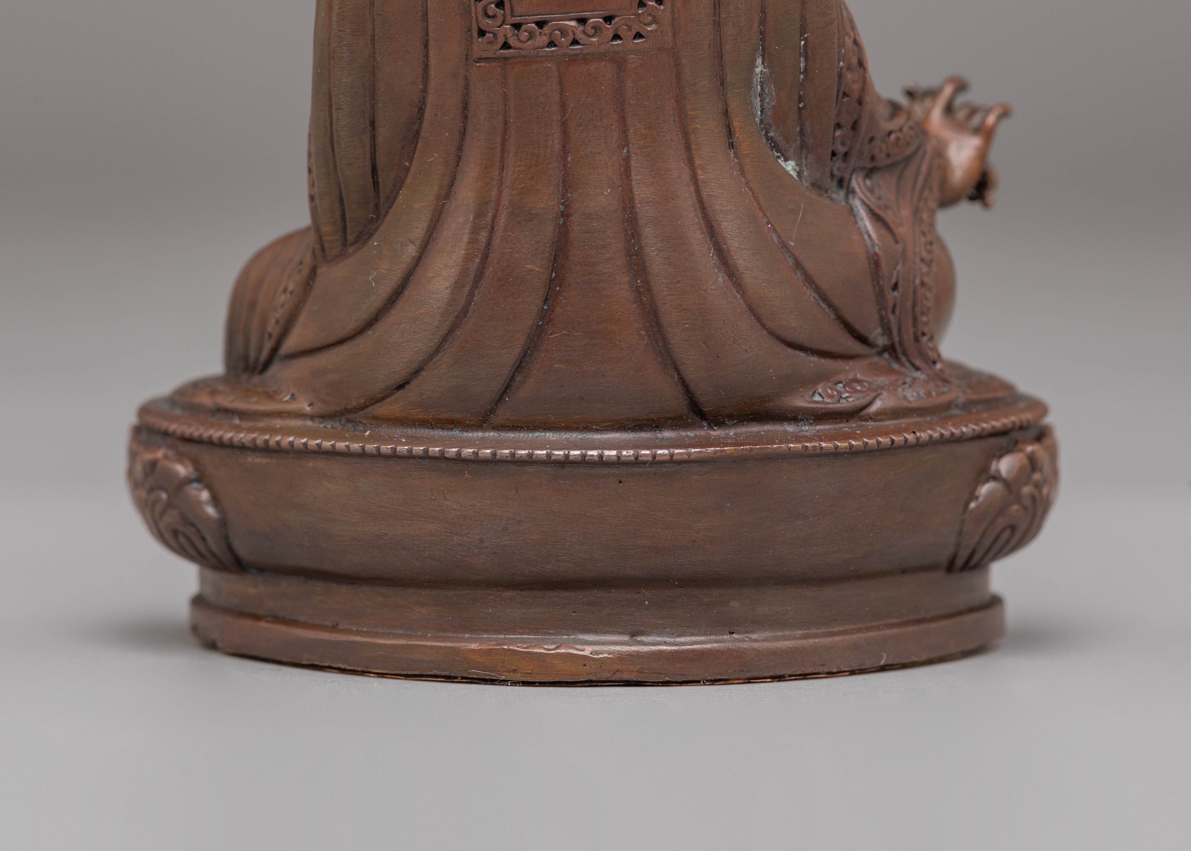 Traditional Tibetan Guru Rinpoche Statue | Oxidized Copper Figurine