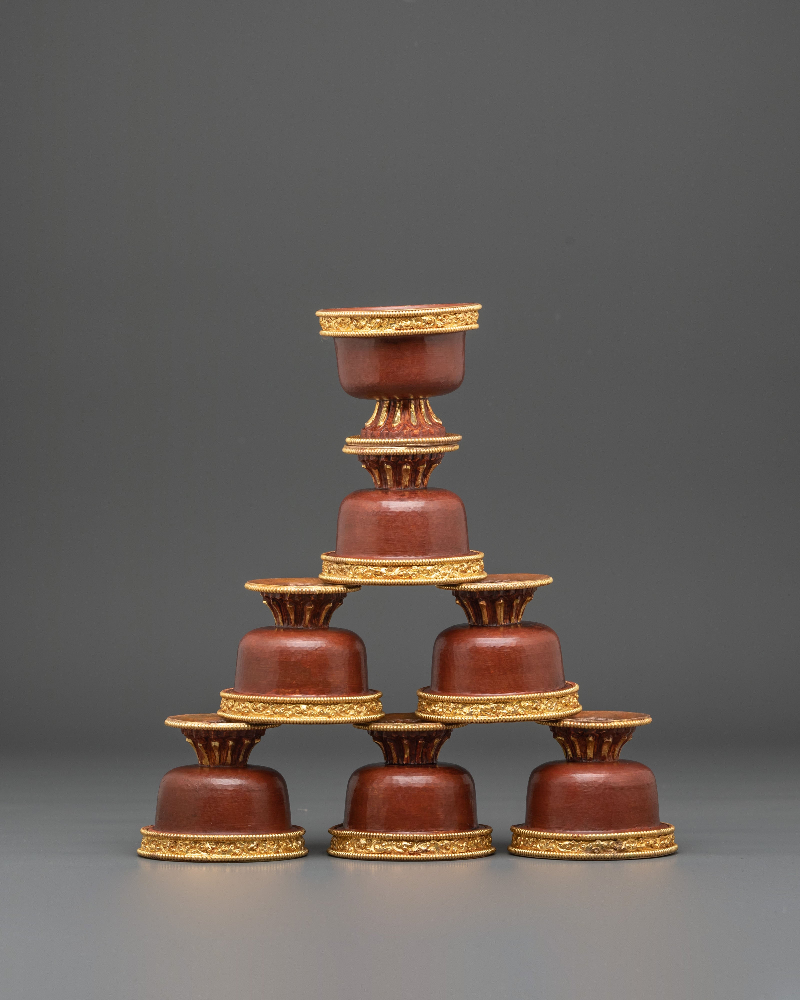 Sacred Buddhist Ritual Offering Bowl Set | Tibetan Altar Water Offering Bowls