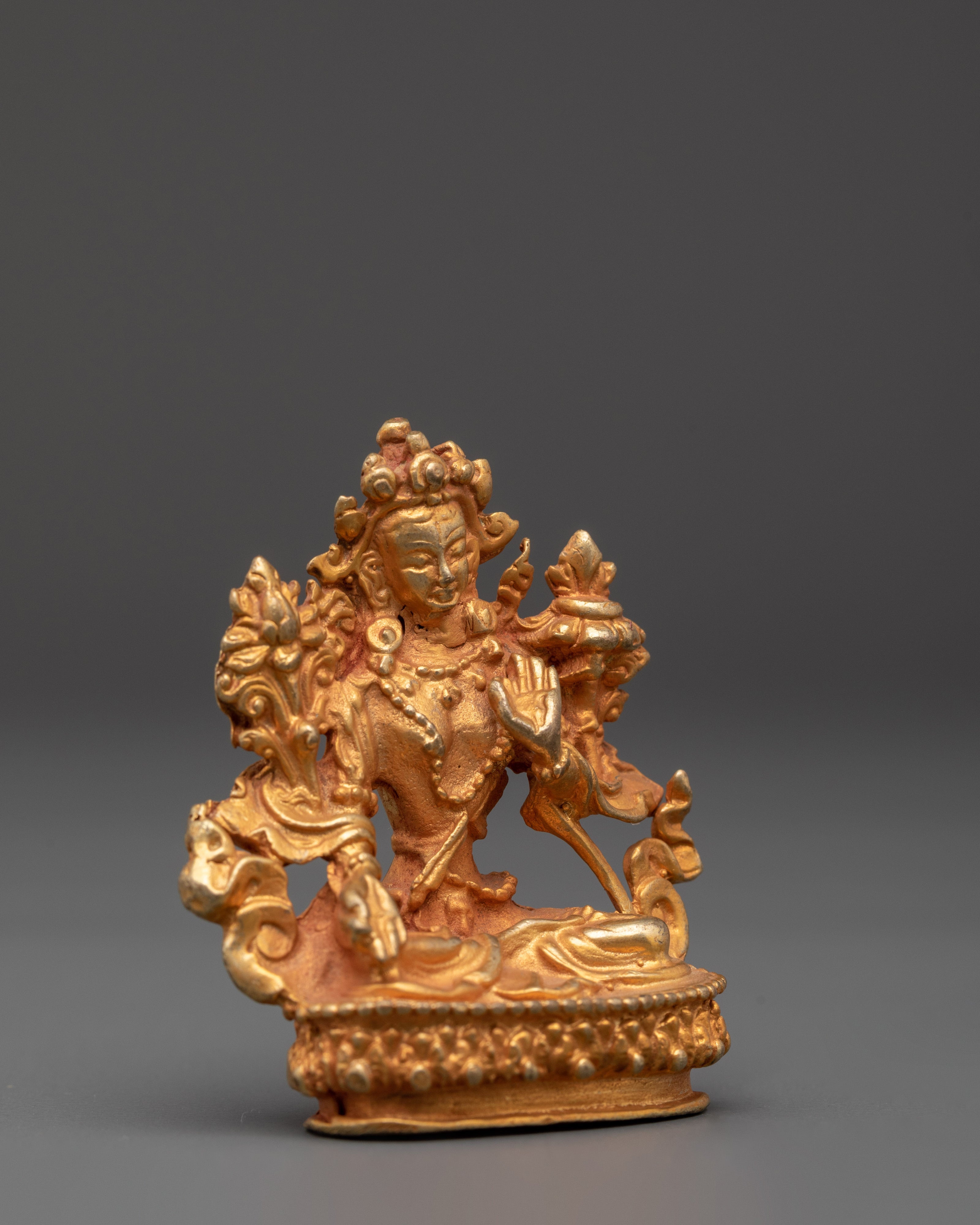 Handcrafted Drolkar Statue | Copper Gold Plated White Tara