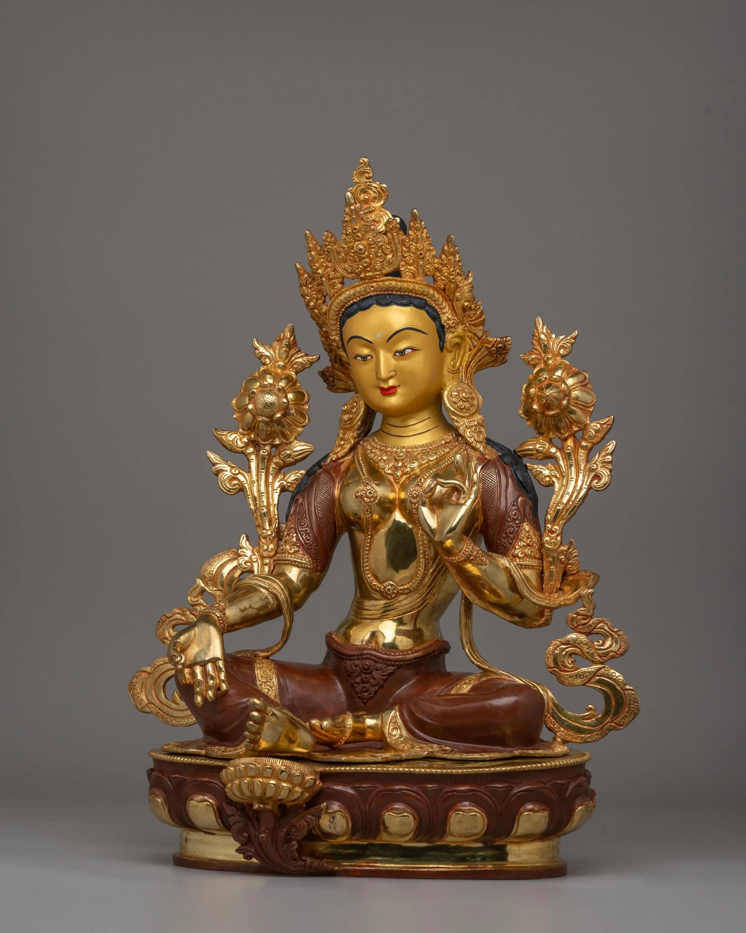 Green Tara Statue of Love and Compassion | Sacred Tibetan Artwork