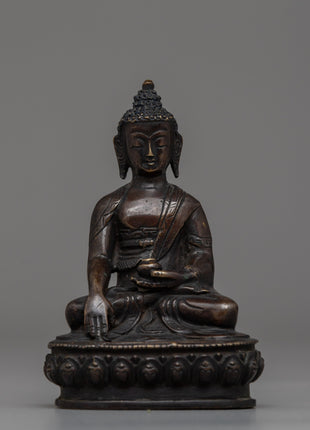 Oxidized copper Shakyamuni Buddha Statue 
