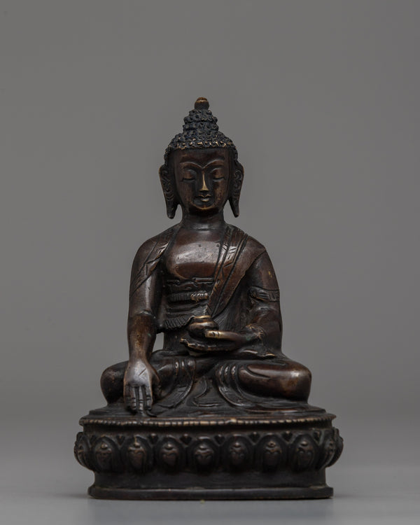 Oxidized copper Shakyamuni Buddha Statue 